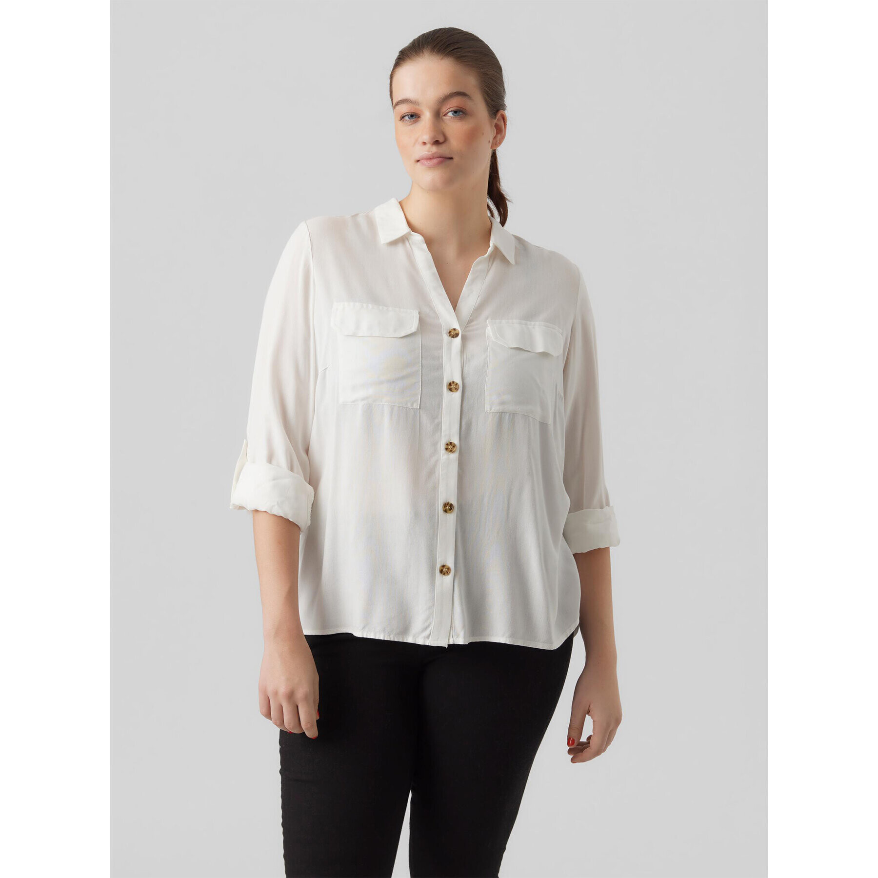 Vero Moda Curve Cămașă Bumpy 10276694 Alb Regular Fit - Pled.ro