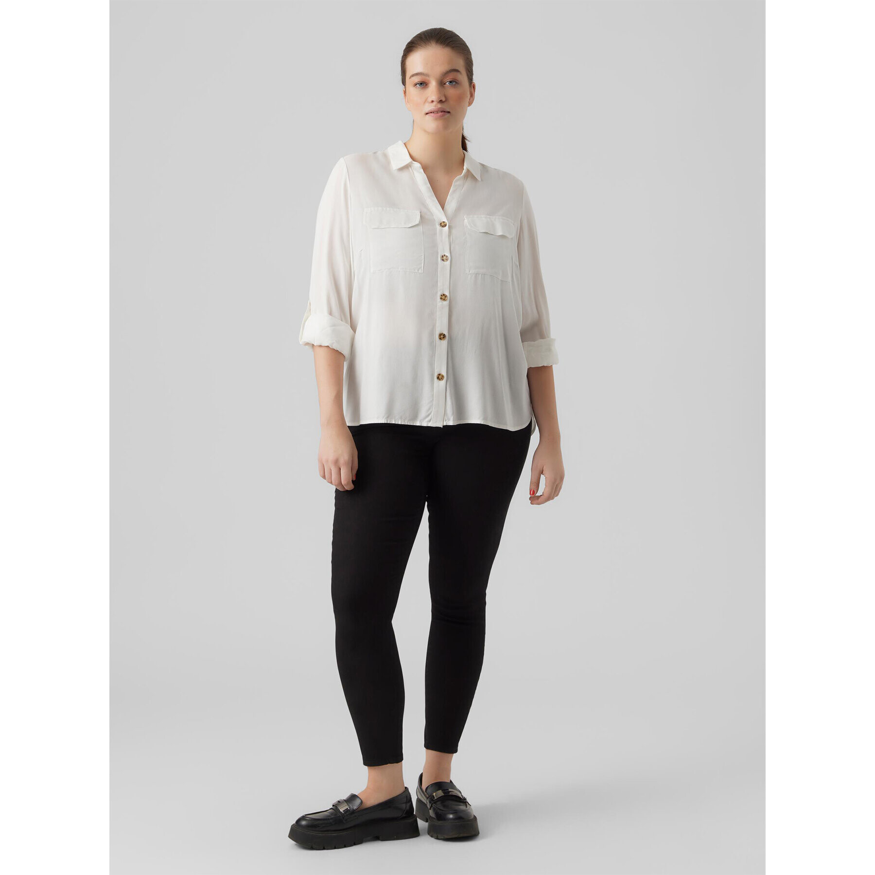 Vero Moda Curve Cămașă Bumpy 10276694 Alb Regular Fit - Pled.ro