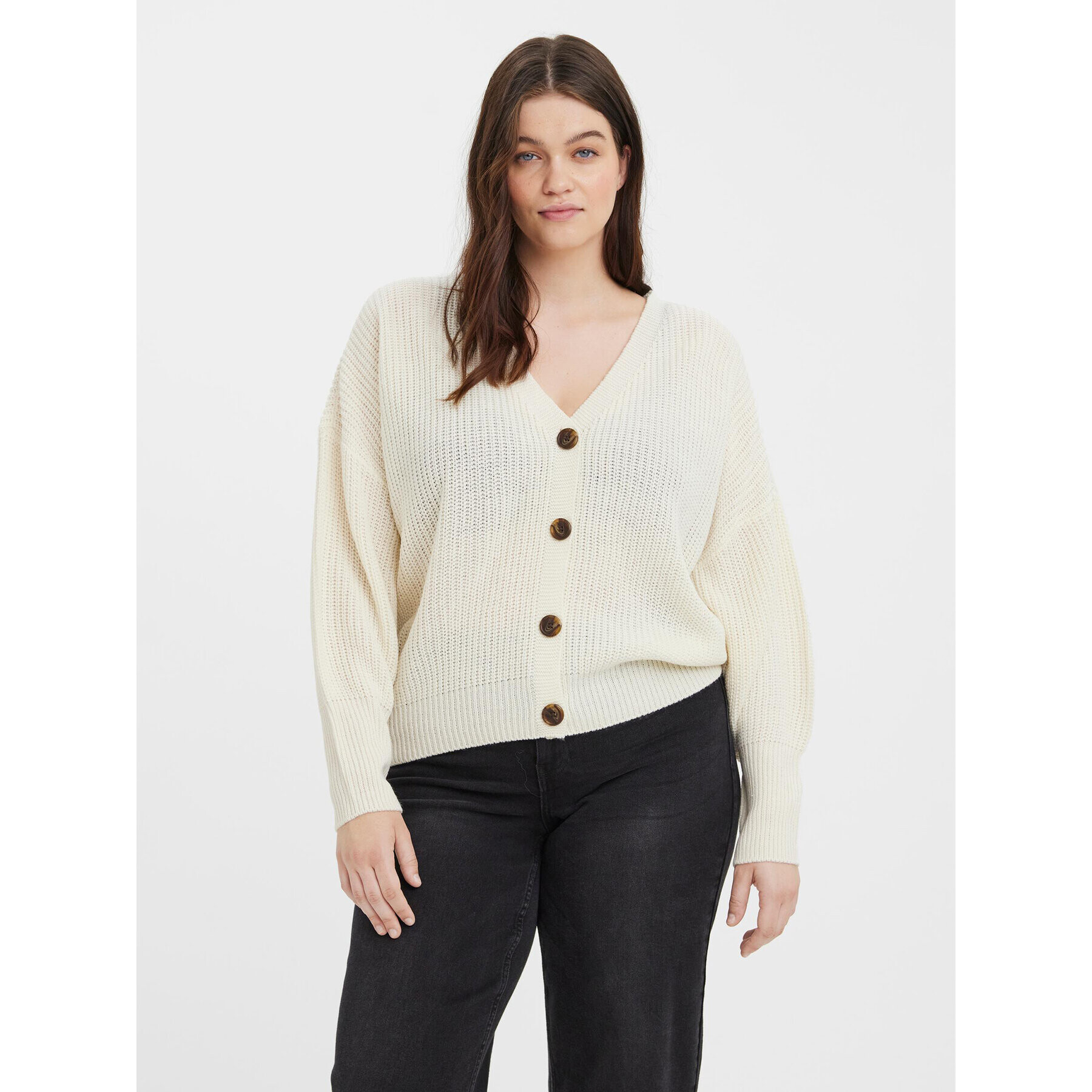 Vero Moda Curve Cardigan Lea 10276647 Bej Regular Fit - Pled.ro