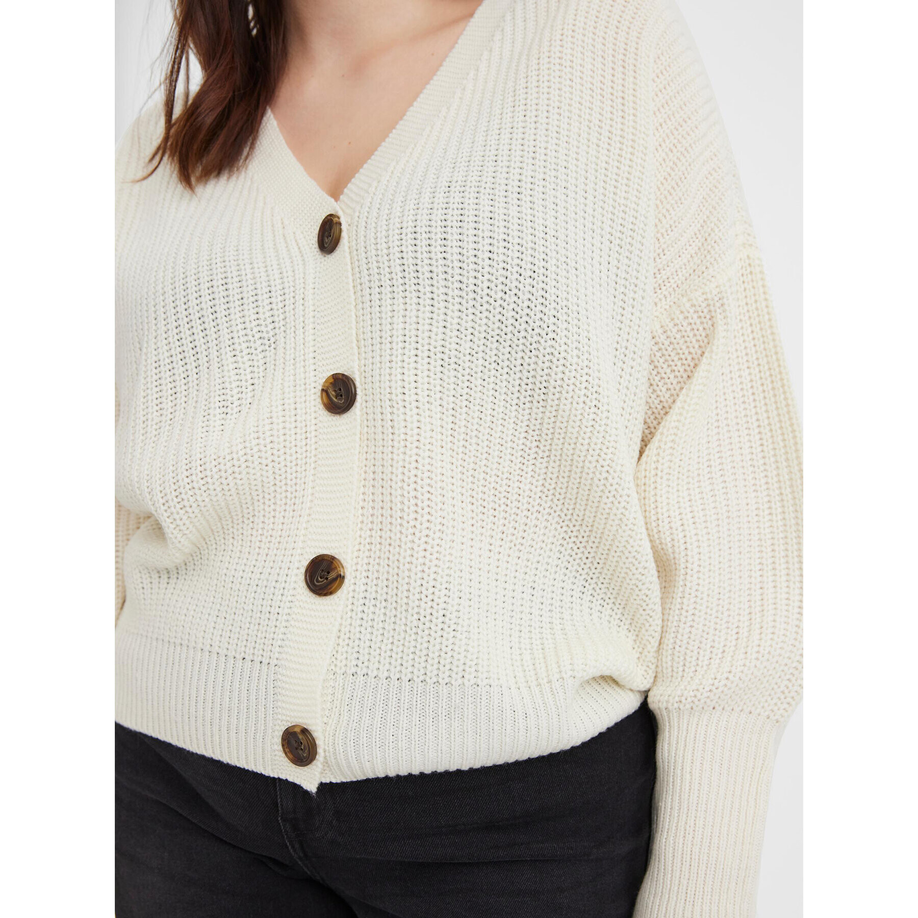 Vero Moda Curve Cardigan Lea 10276647 Bej Regular Fit - Pled.ro