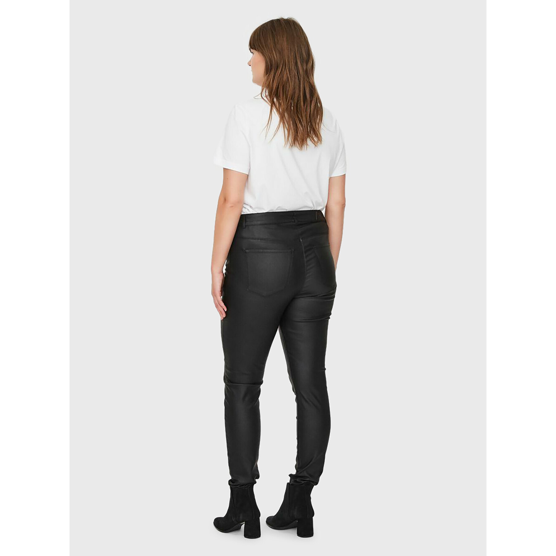 Vero Moda Curve Pantaloni din imitație de piele Seven 10223326 Negru Slim Fit - Pled.ro