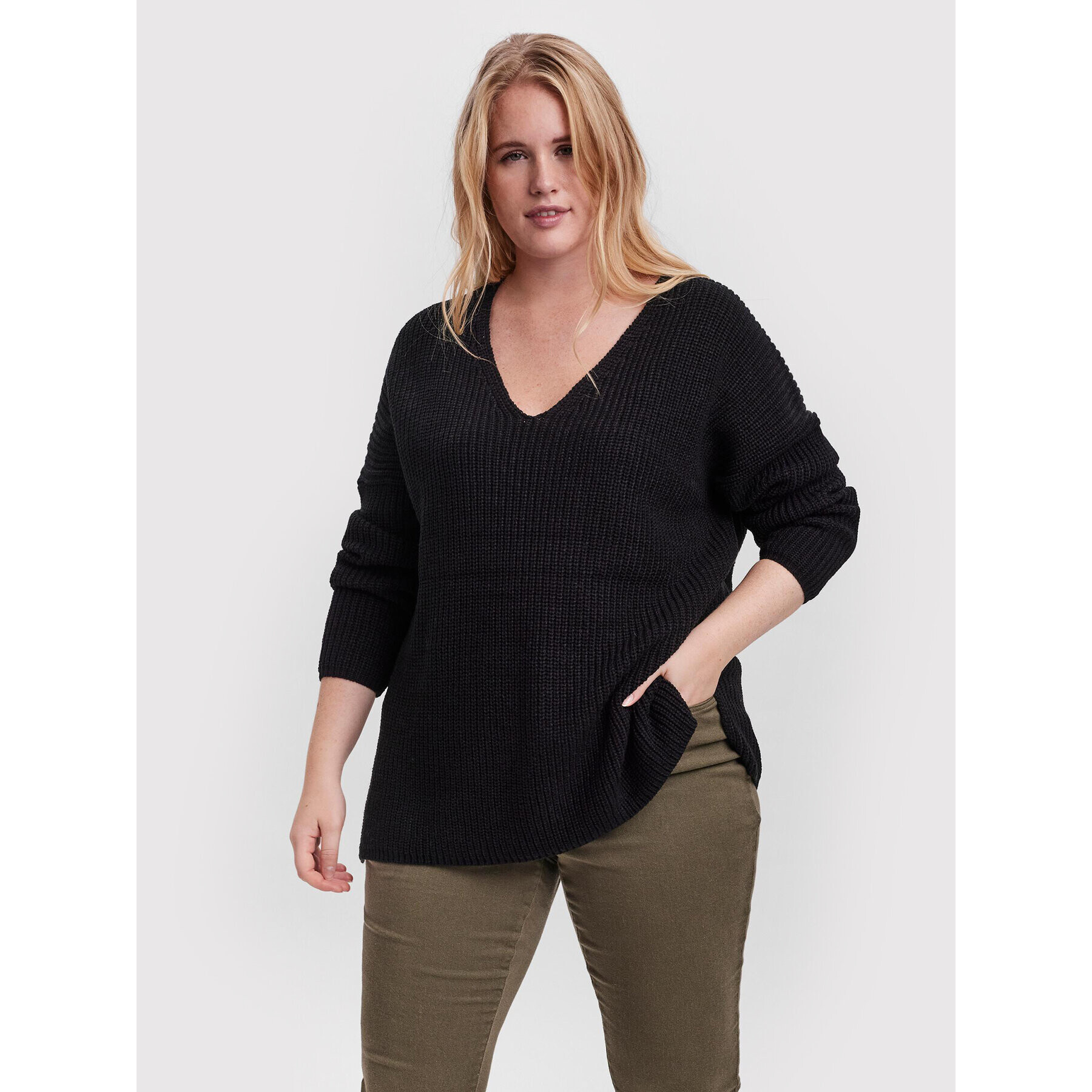 Vero Moda Curve Pulover Lea 10252754 Negru Regular Fit - Pled.ro