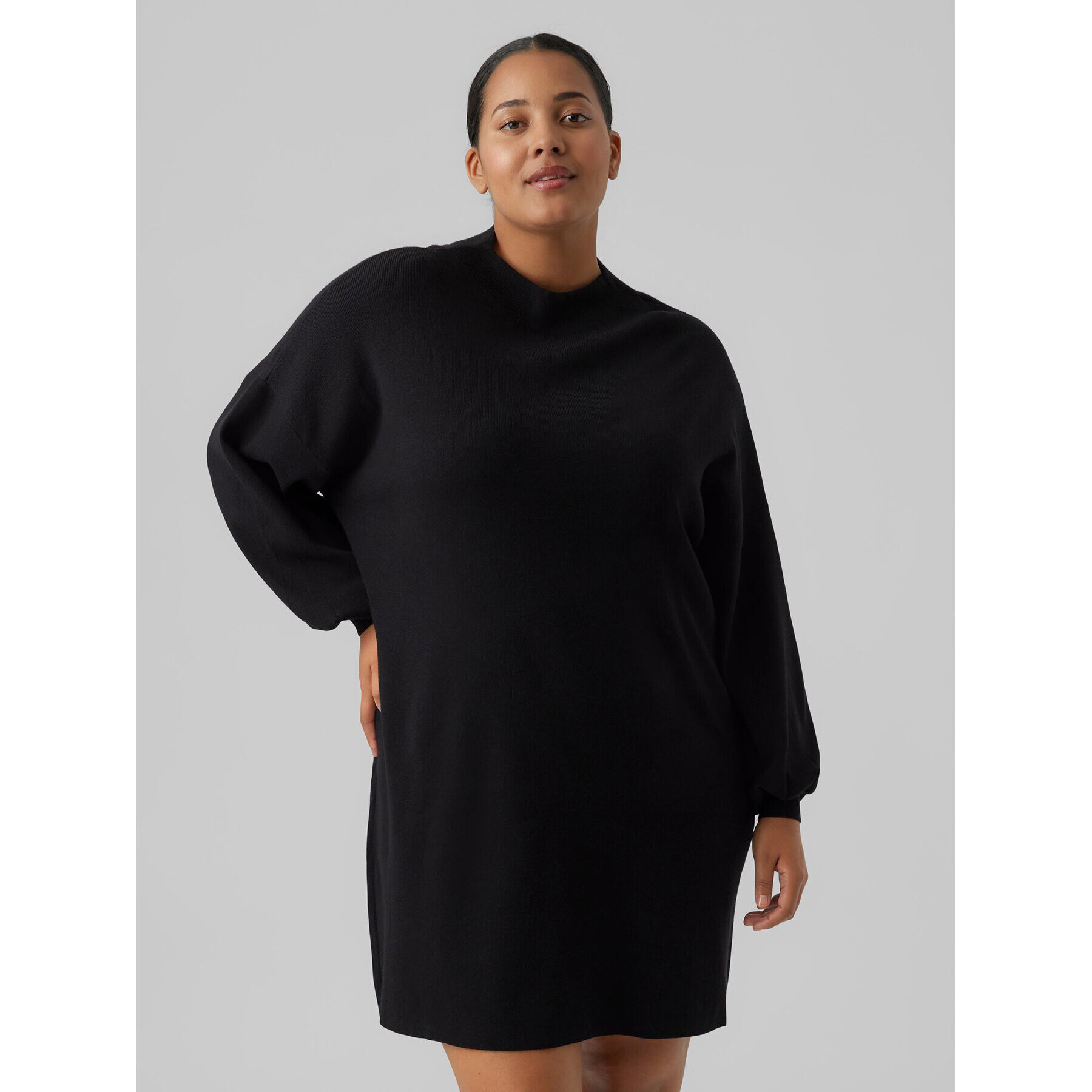 Vero Moda Curve Rochie tricotată Nancy 10276861 Negru Regular Fit - Pled.ro