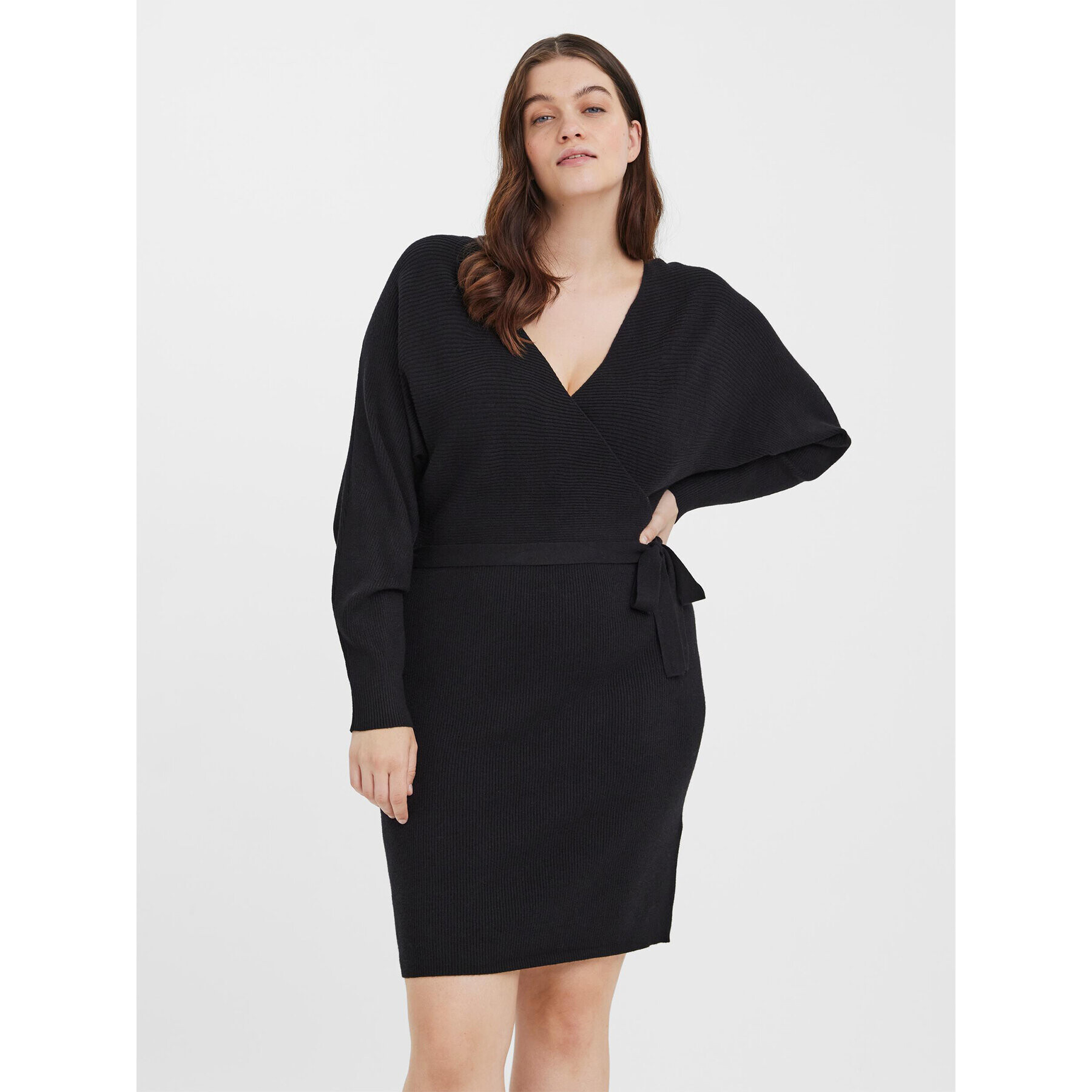 Vero Moda Curve Rochie tricotată Hollyrem 10277176 Negru Regular Fit - Pled.ro