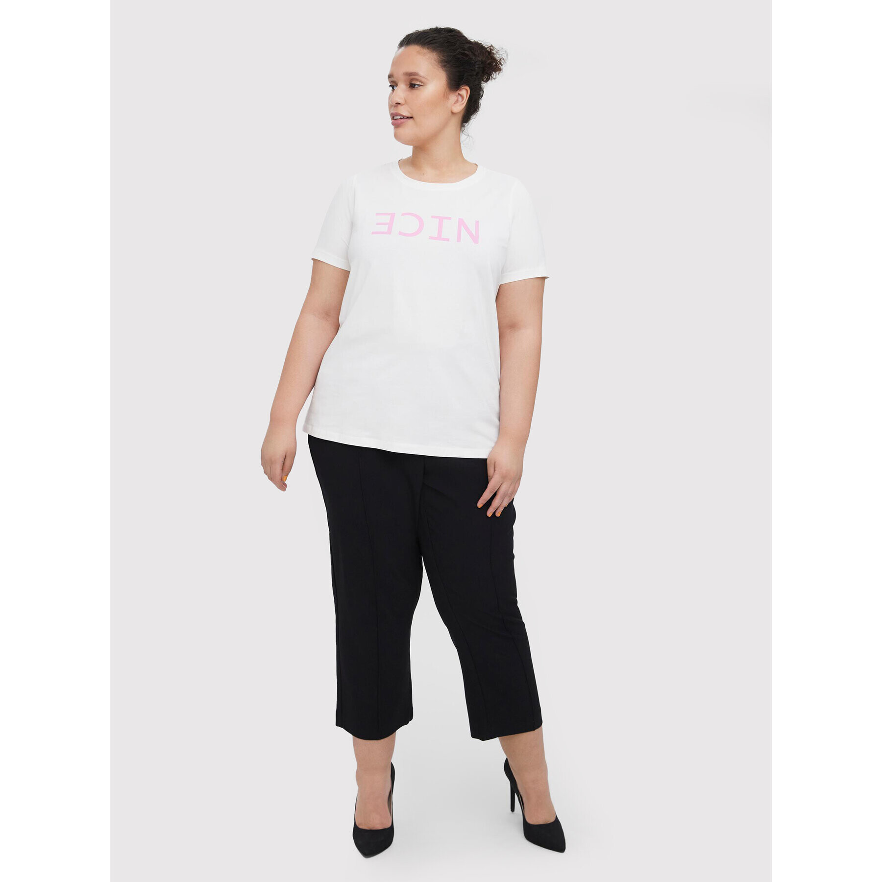 Vero Moda Curve Tricou Salie 10263776 Alb Regular Fit - Pled.ro