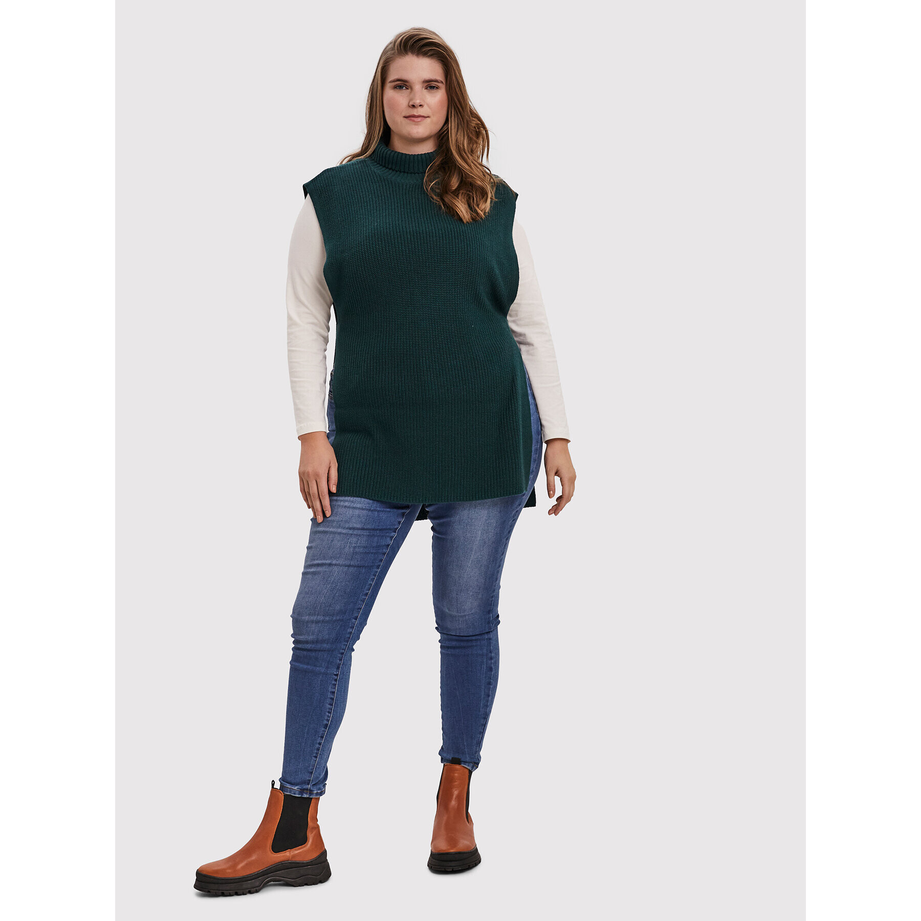 Vero Moda Curve Pulover Myrna 10252749 Verde Regular Fit - Pled.ro