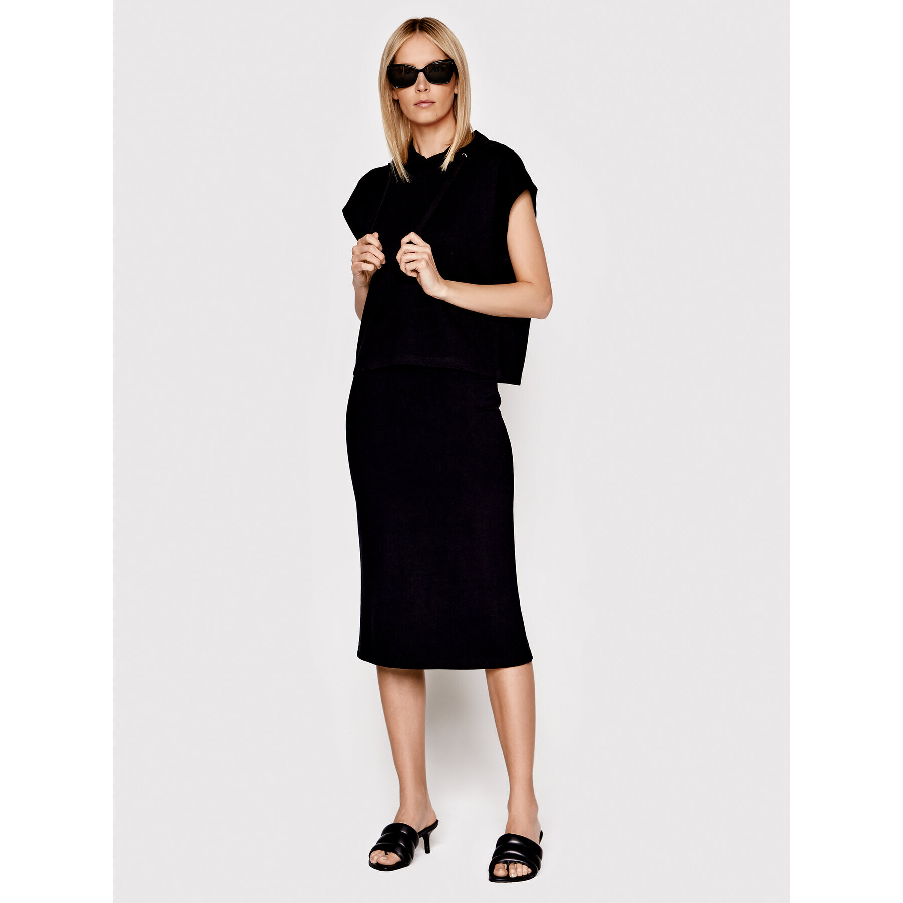 Vero Moda fusta din material de trening Renew 10264006 Negru Regular Fit - Pled.ro