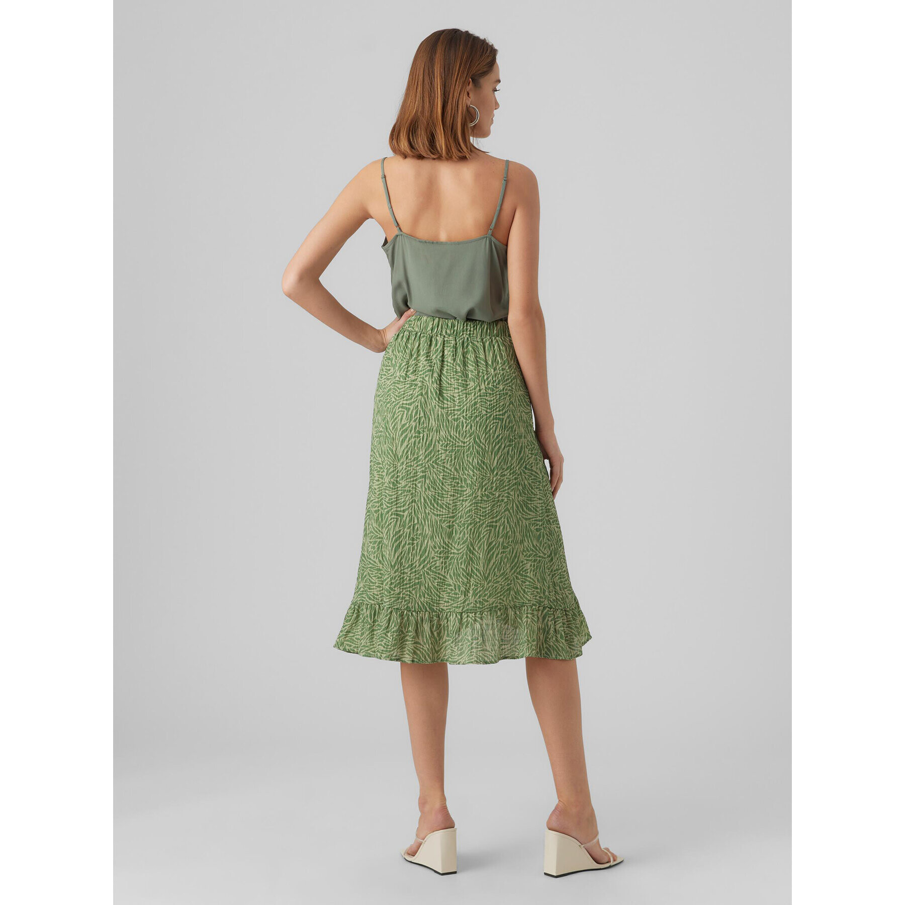 Vero Moda Fustă midi Sara 10282448 Verde Regular Fit - Pled.ro