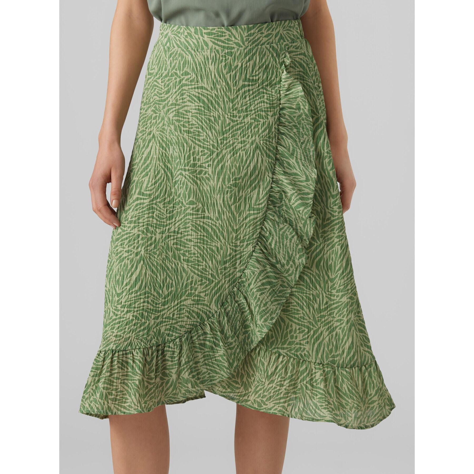 Vero Moda Fustă midi Sara 10282448 Verde Regular Fit - Pled.ro