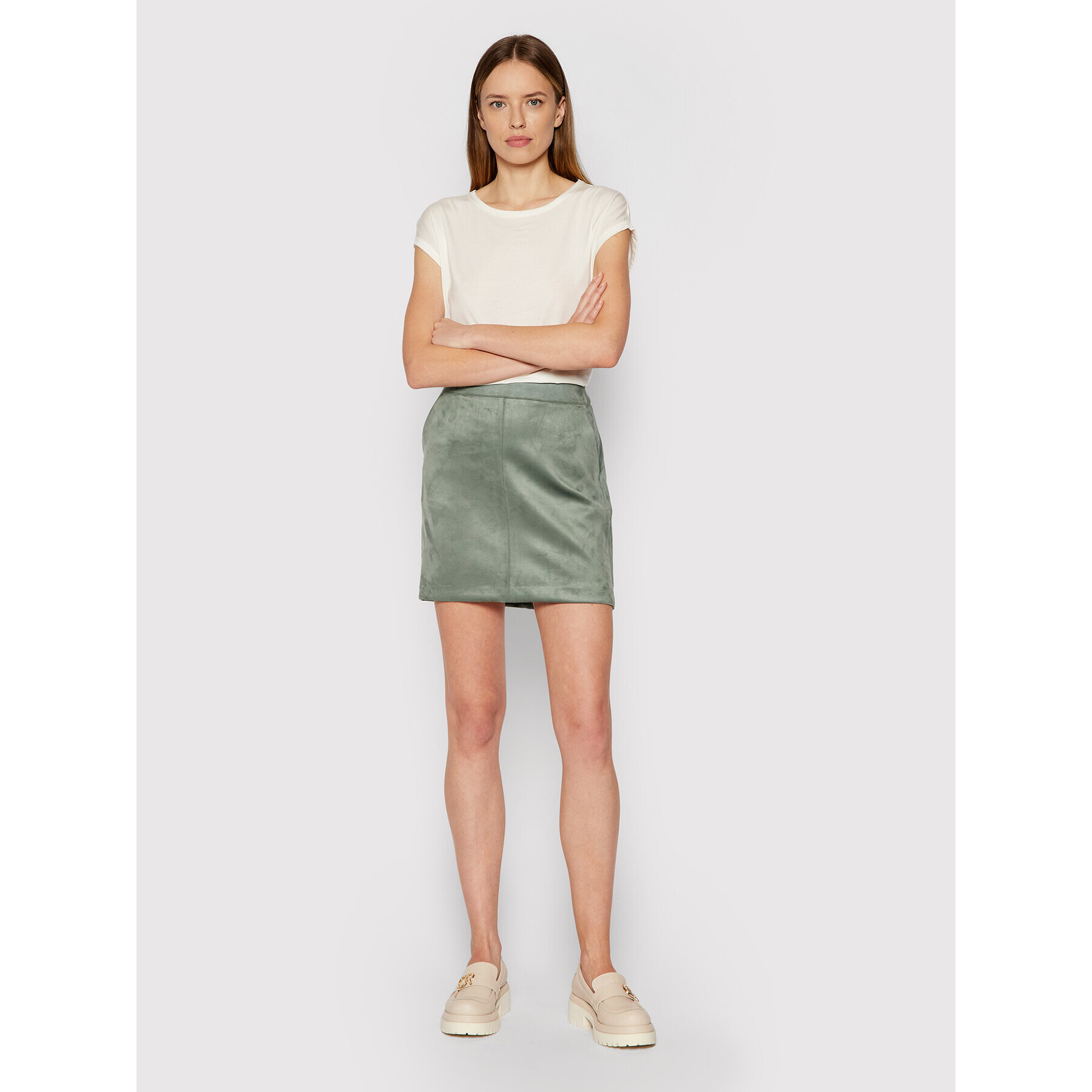 Vero Moda Fustă mini Donnadina 10210430 Verde Regular Fit - Pled.ro