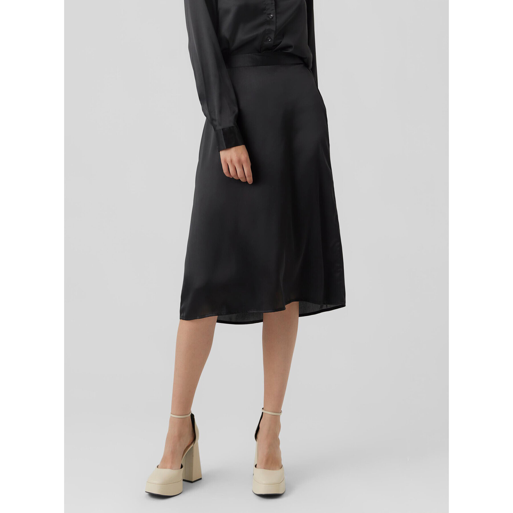 Vero Moda Fustă trapez Noa 10274397 Negru Regular Fit - Pled.ro