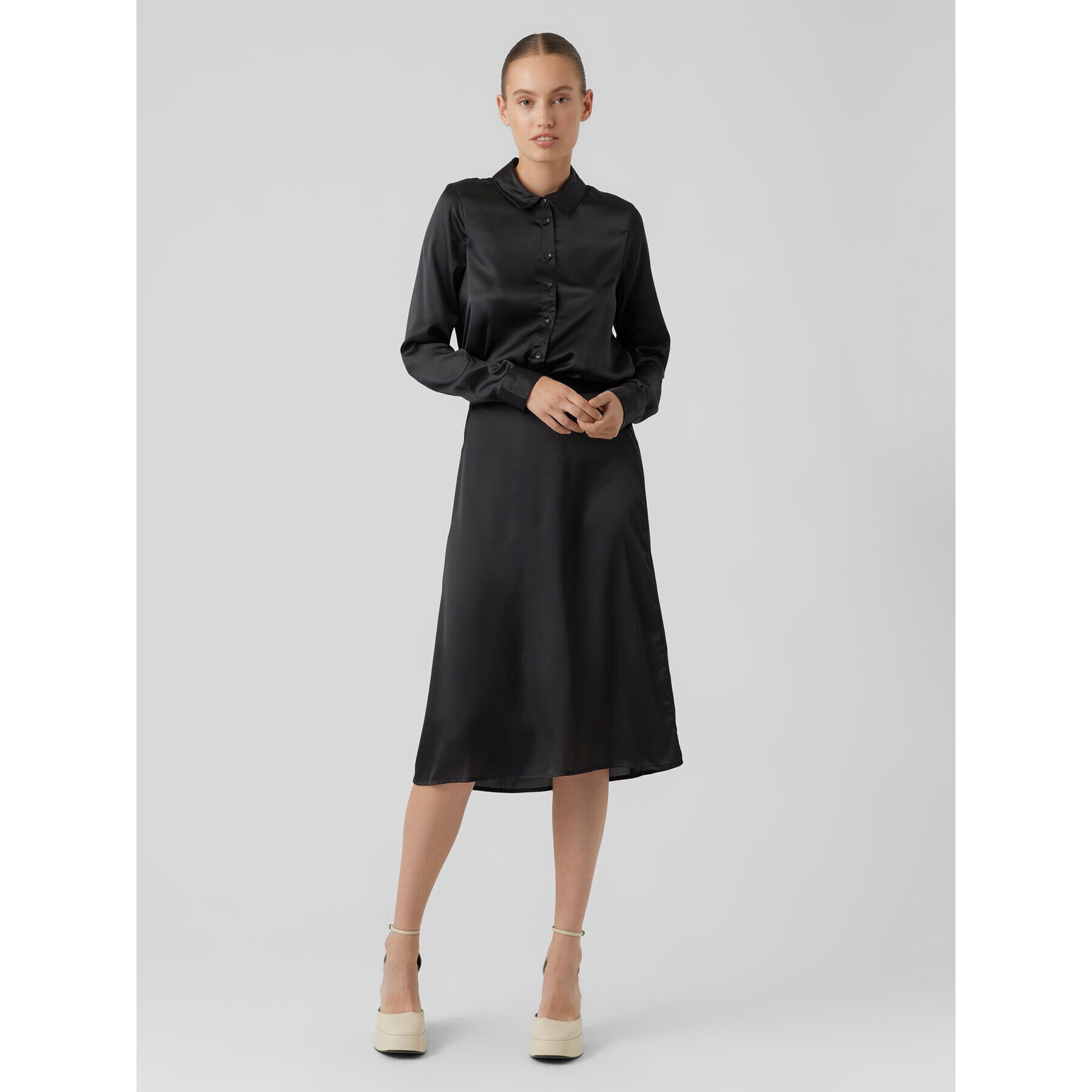 Vero Moda Fustă trapez Noa 10274397 Negru Regular Fit - Pled.ro