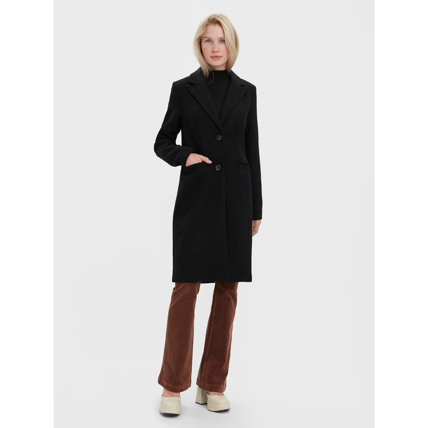 Vero Moda Palton de lână Blaza 10267495 Negru Regular Fit - Pled.ro