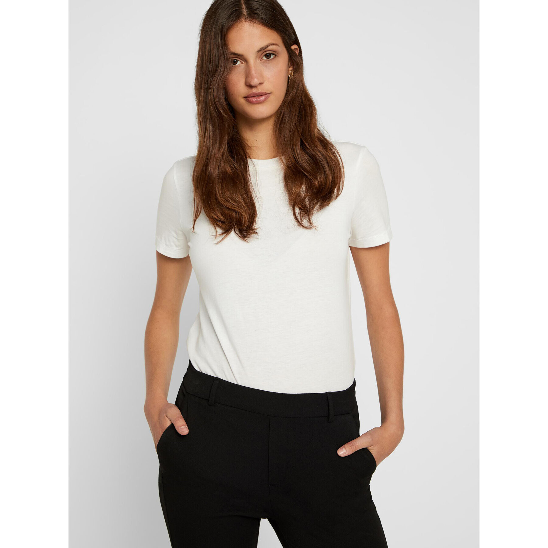 Vero Moda Pantaloni chino Maya 10225280 Negru Regular Fit - Pled.ro