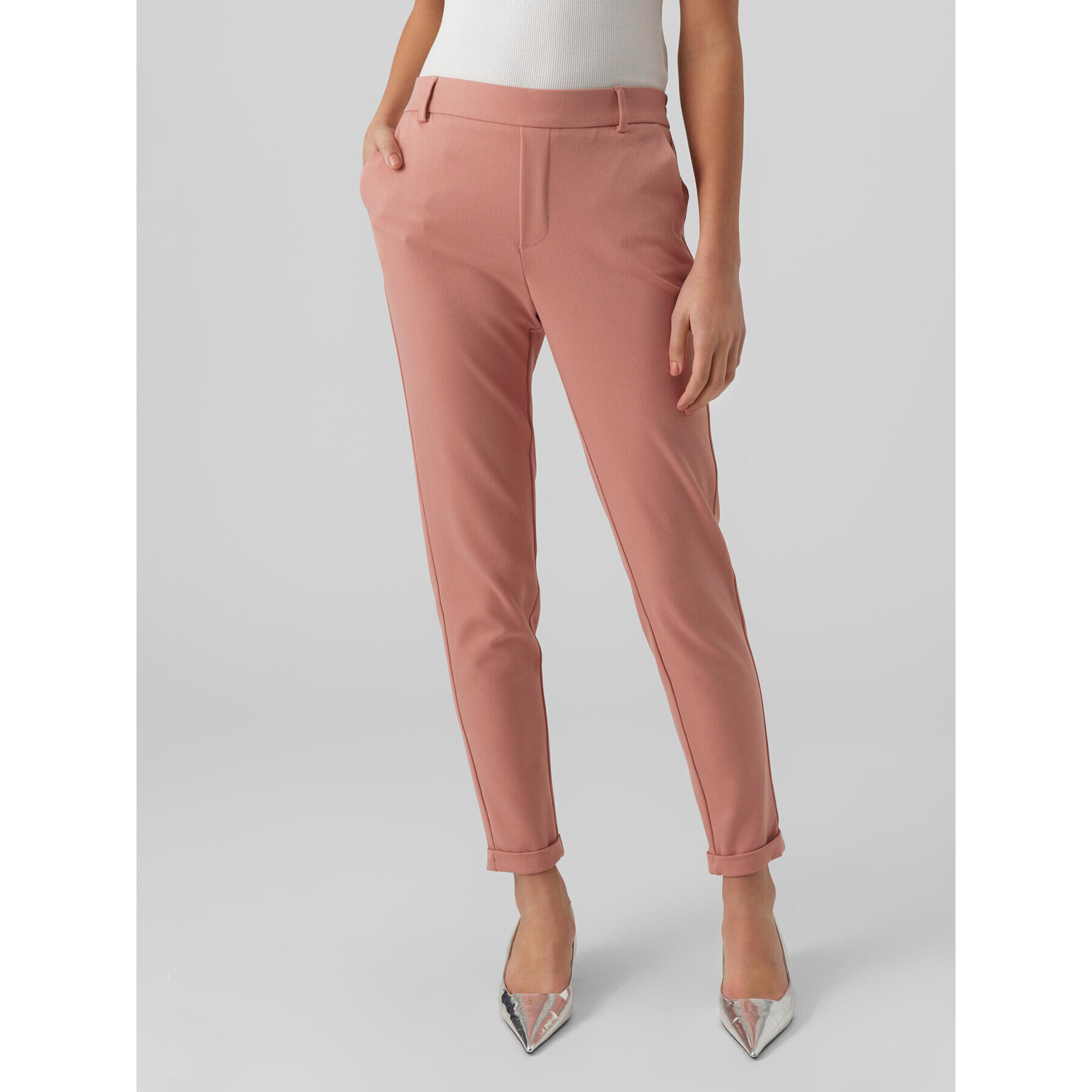 Vero Moda Pantaloni chino Maya 10225280 Roz Regular Fit - Pled.ro