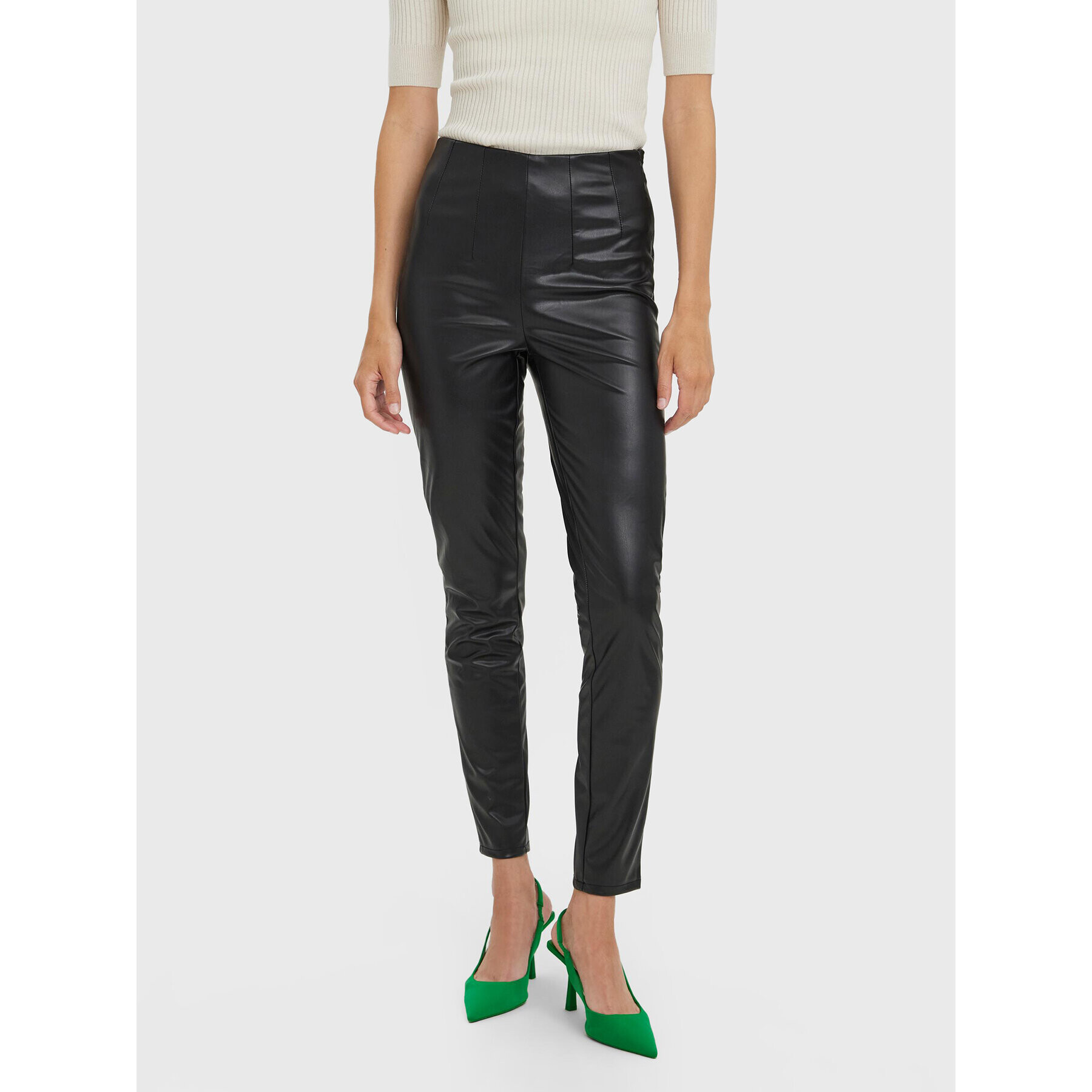 Vero Moda Pantaloni din imitație de piele Lana 10269992 Negru Slim Fit - Pled.ro