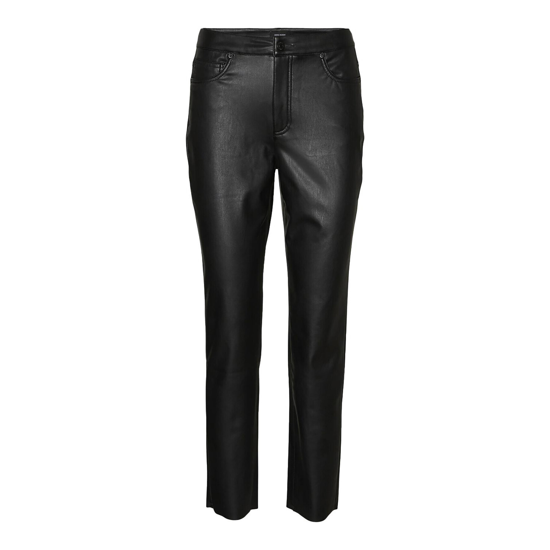 Vero Moda Pantaloni din imitație de piele Brenda 10268460 Negru Straight Fit - Pled.ro