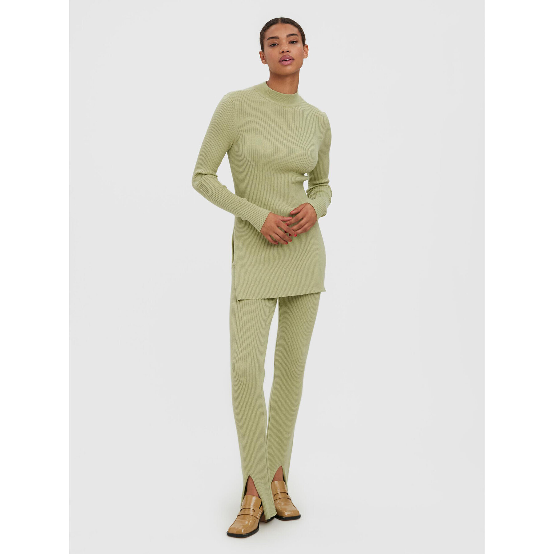 Vero Moda Pantaloni tricotați Gold 10276145 Verde Slim Fit - Pled.ro