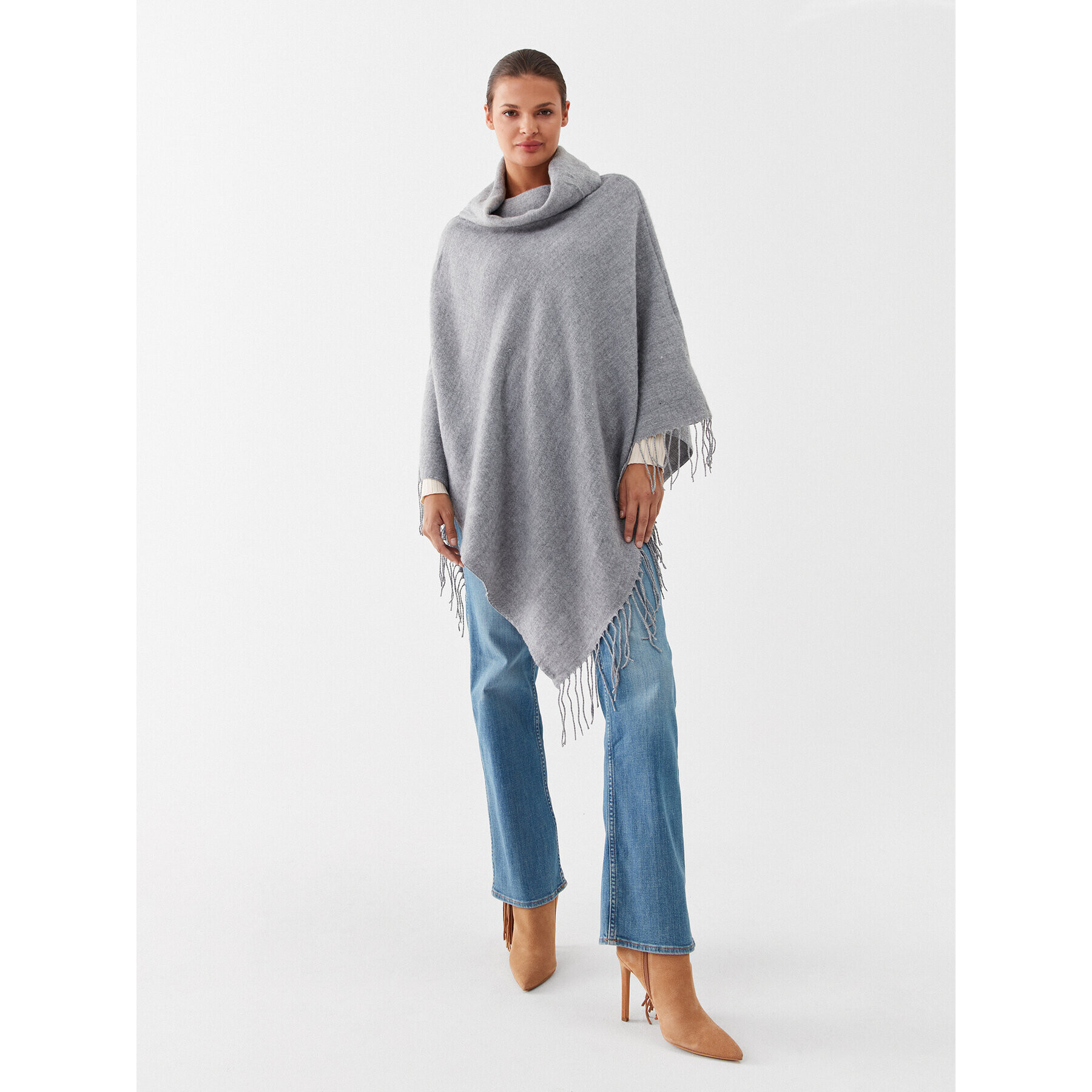 Vero Moda Poncho Kleo 10253817 Gri Relaxed Fit - Pled.ro