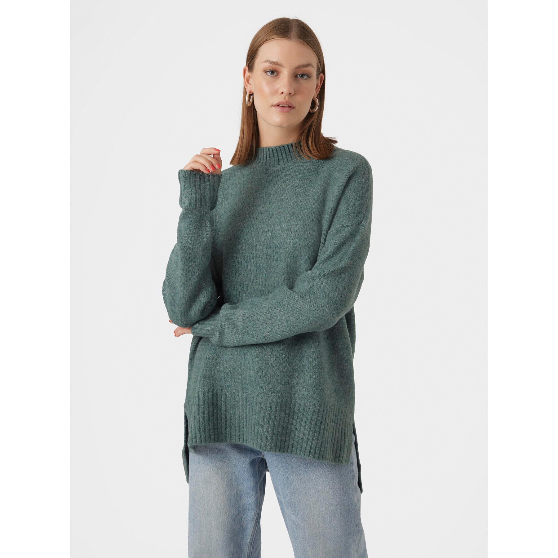 Vero Moda Pulover 10269229 Verde Regular Fit - Pled.ro