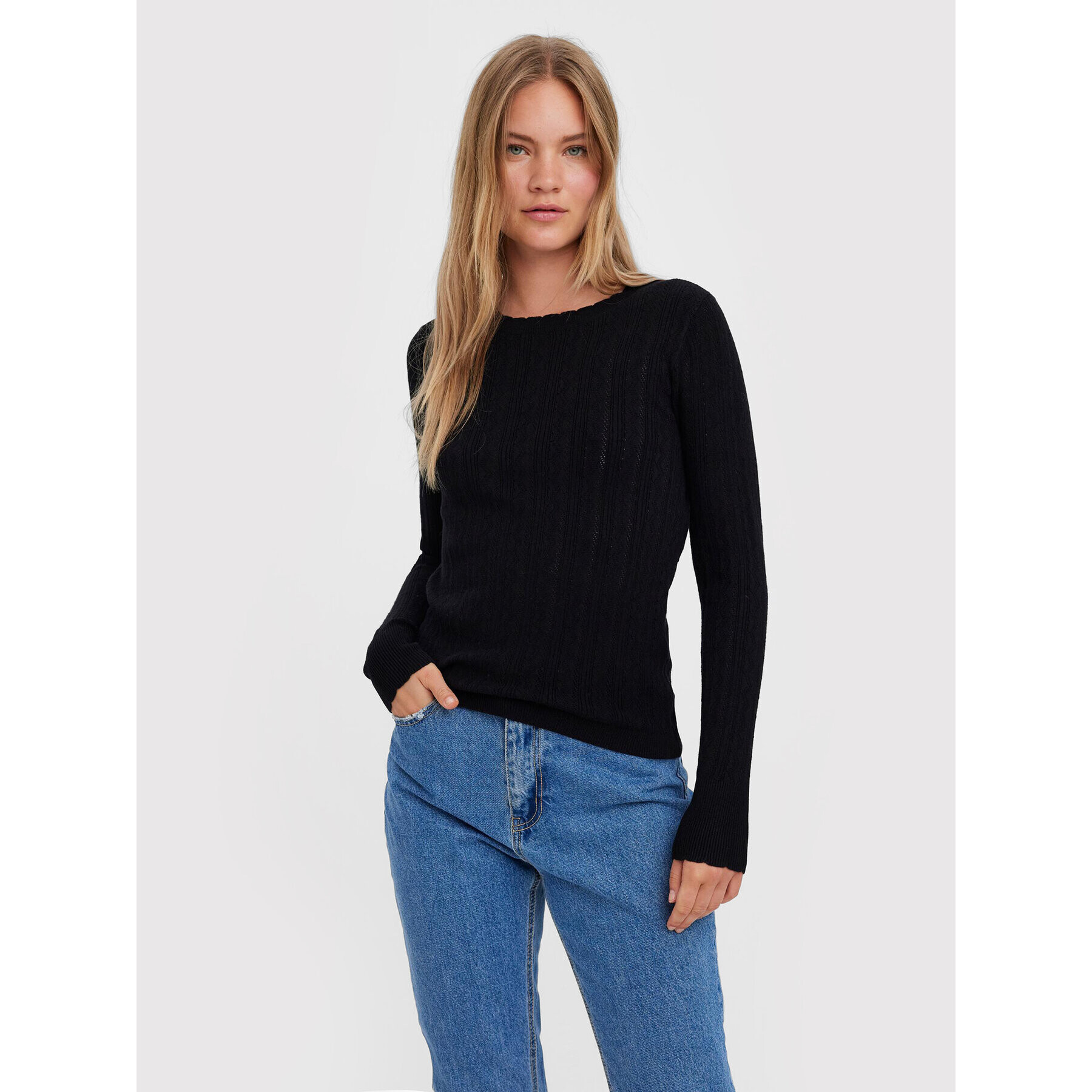 Vero Moda Pulover Karis 10268004 Negru Regular Fit - Pled.ro