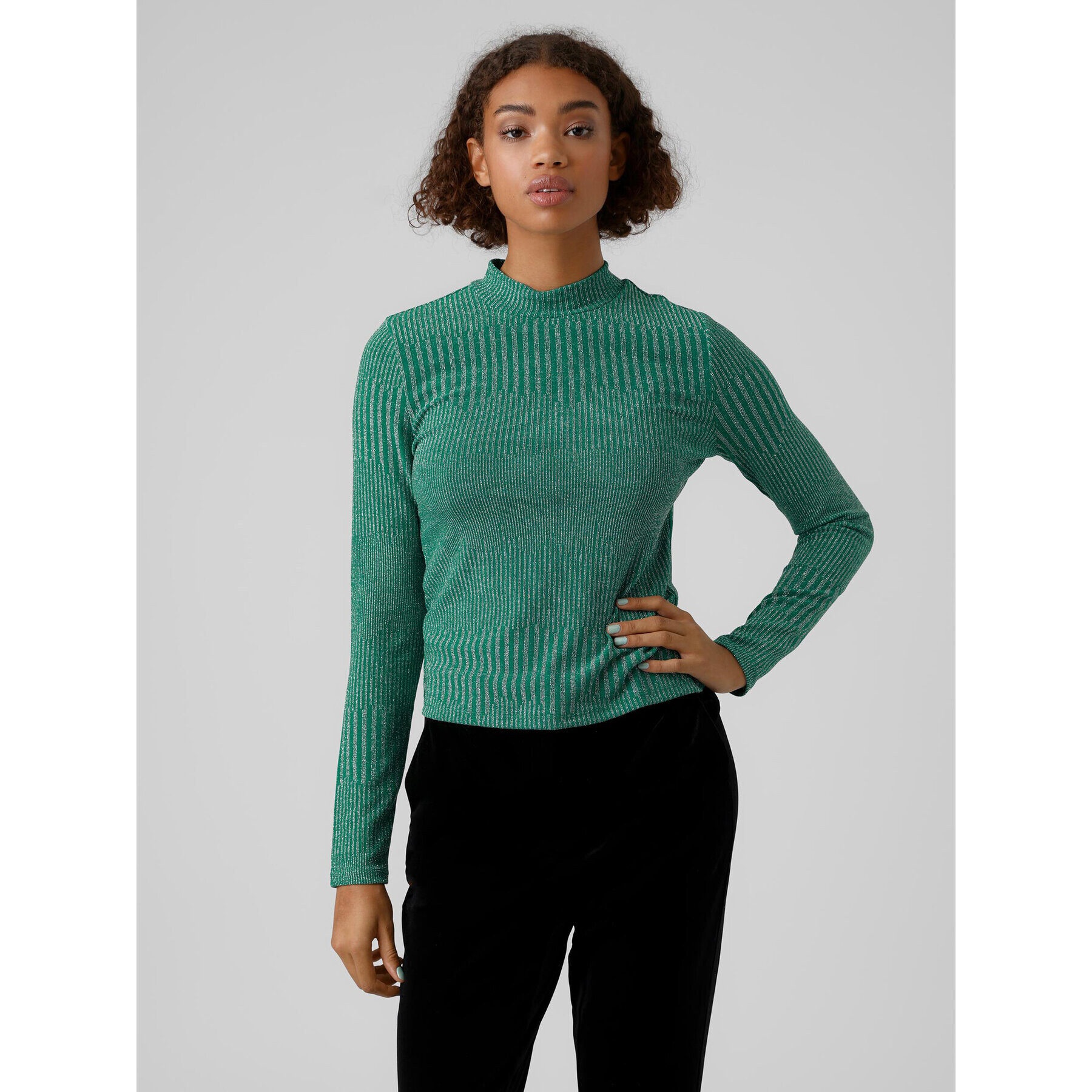 Vero Moda Pulover Karita 10276592 Verde Regular Fit - Pled.ro