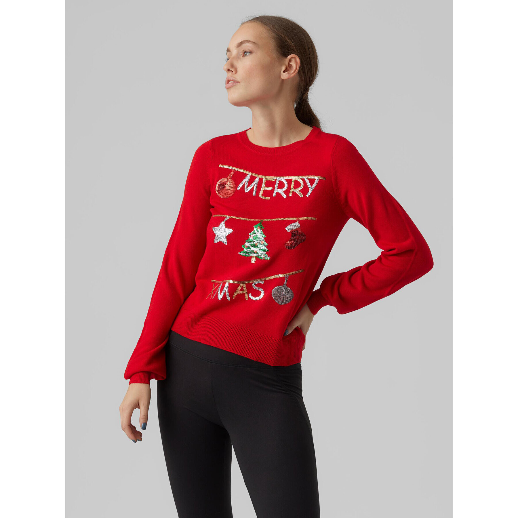 Vero Moda Pulover Merryxmas 10272463 Roșu Regular Fit - Pled.ro