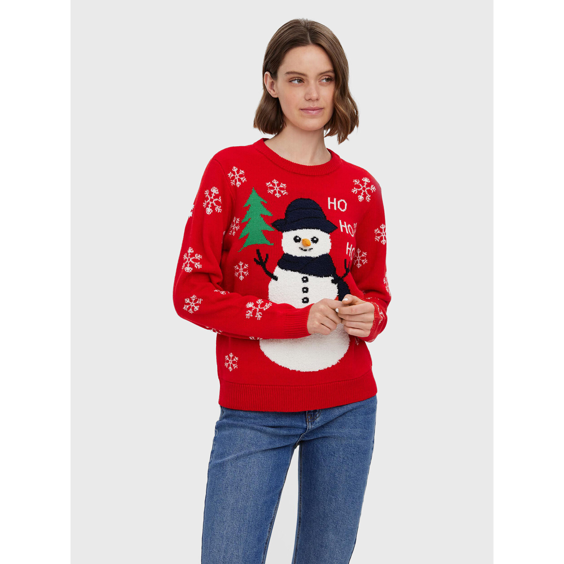 Vero Moda Pulover Snowman 10272448 Roșu Regular Fit - Pled.ro