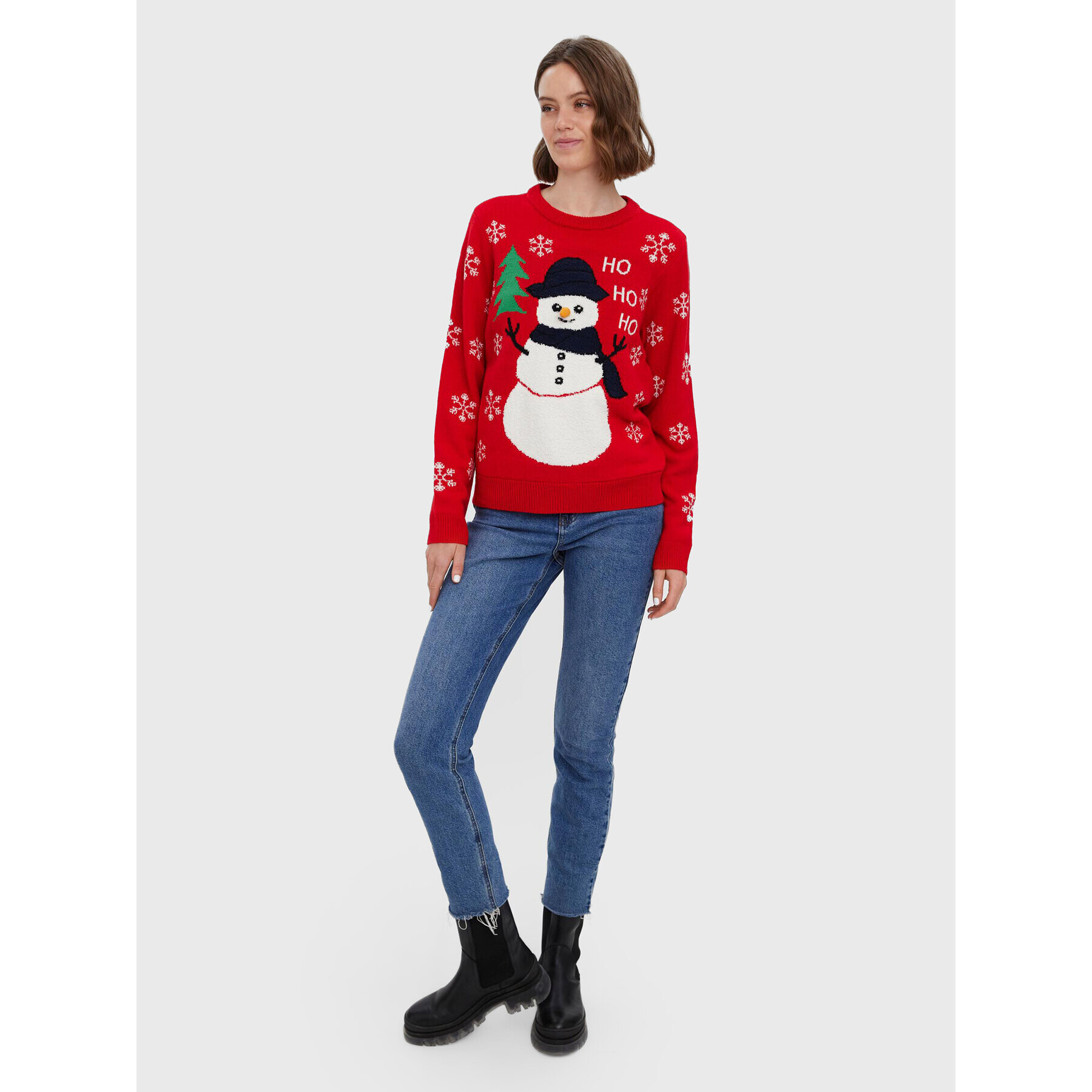 Vero Moda Pulover Snowman 10272448 Roșu Regular Fit - Pled.ro