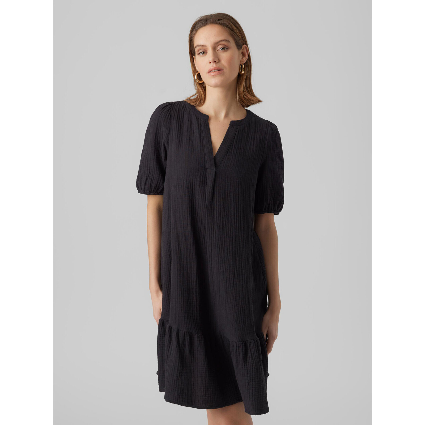 Vero Moda Rochie de zi Natali 10279682 Negru Regular Fit - Pled.ro