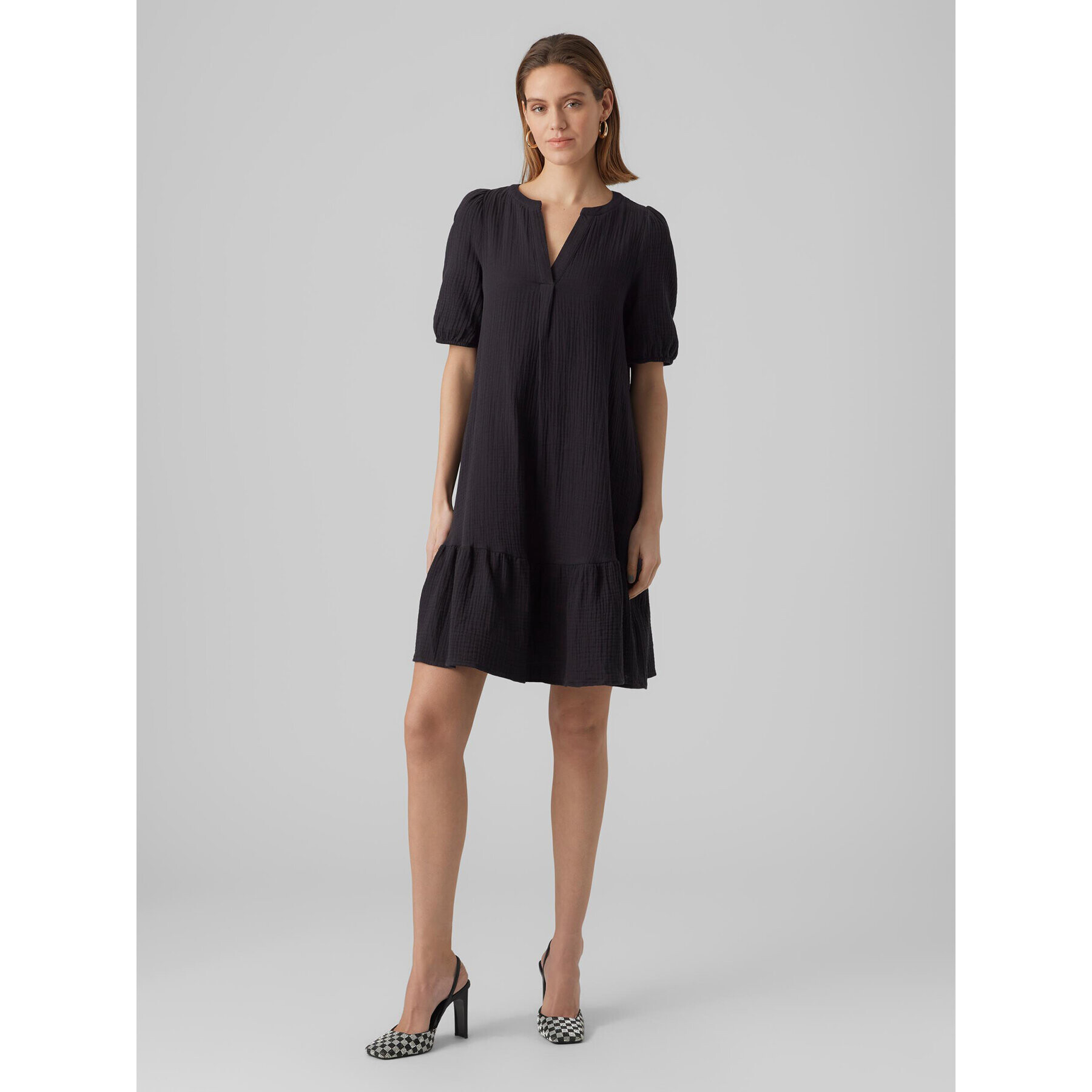 Vero Moda Rochie de zi Natali 10279682 Negru Regular Fit - Pled.ro