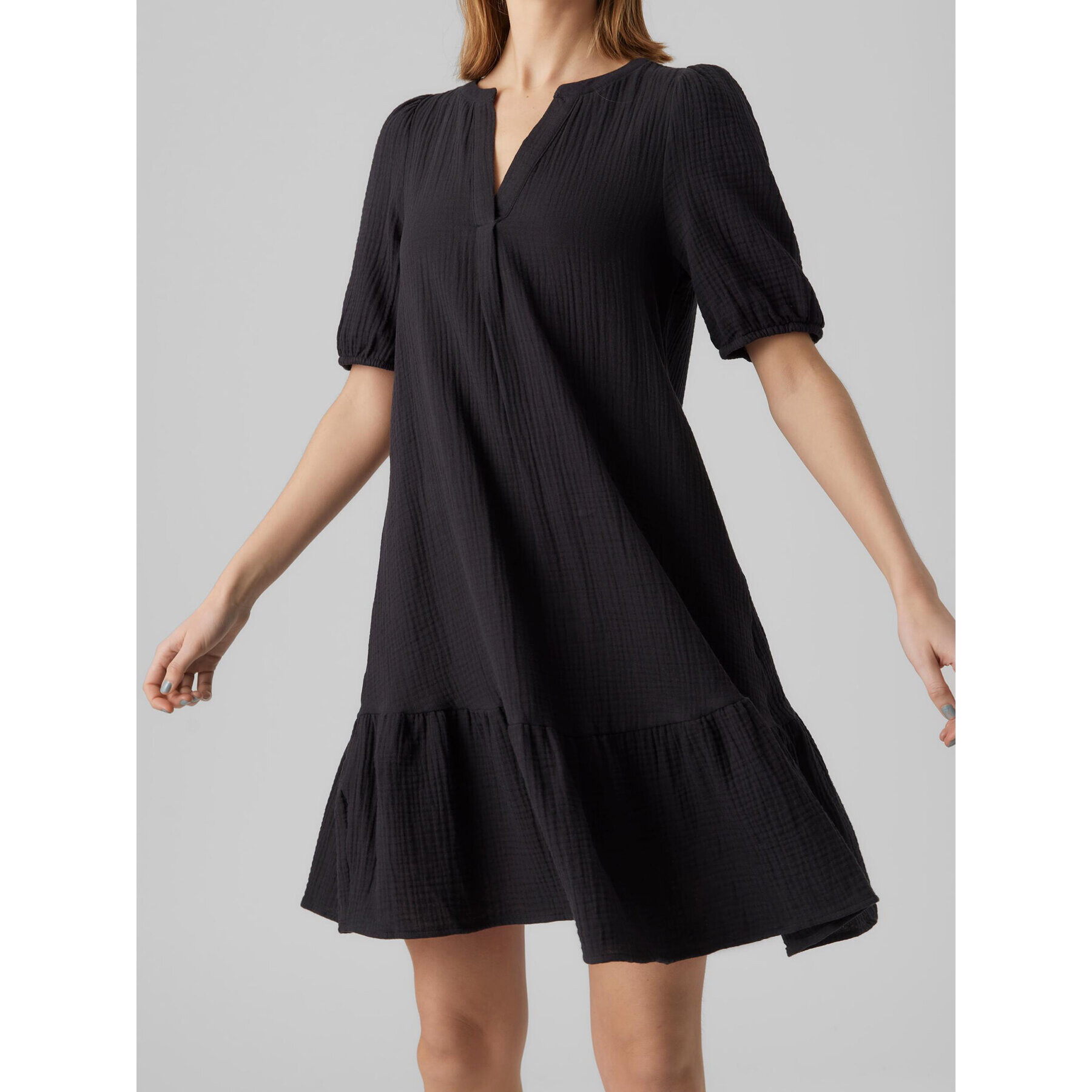 Vero Moda Rochie de zi Natali 10279682 Negru Regular Fit - Pled.ro