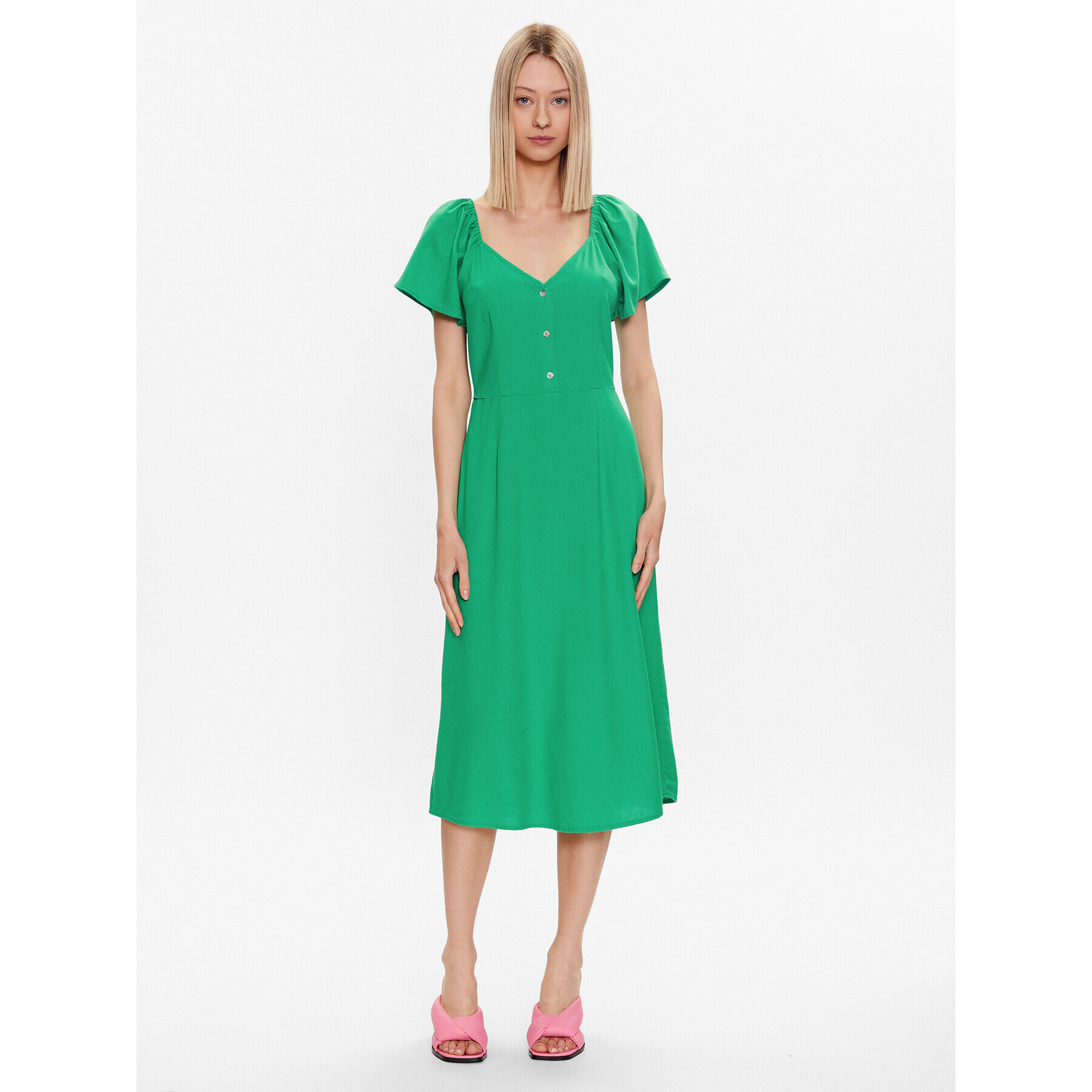 Vero Moda Rochie de zi Mymilo 10282500 Verde Regular Fit - Pled.ro