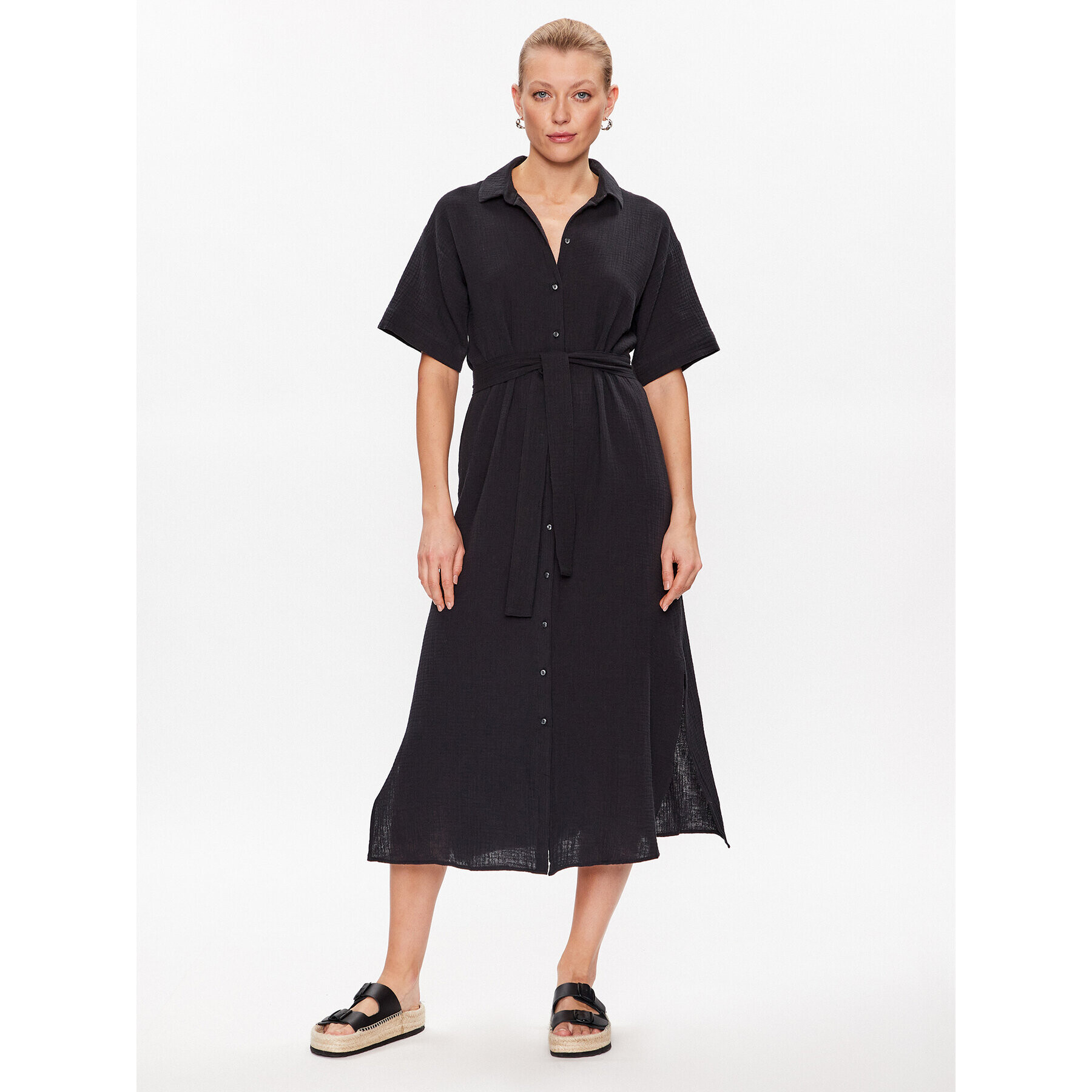 Vero Moda Rochie tip cămașă Natali 10283129 Negru Regular Fit - Pled.ro