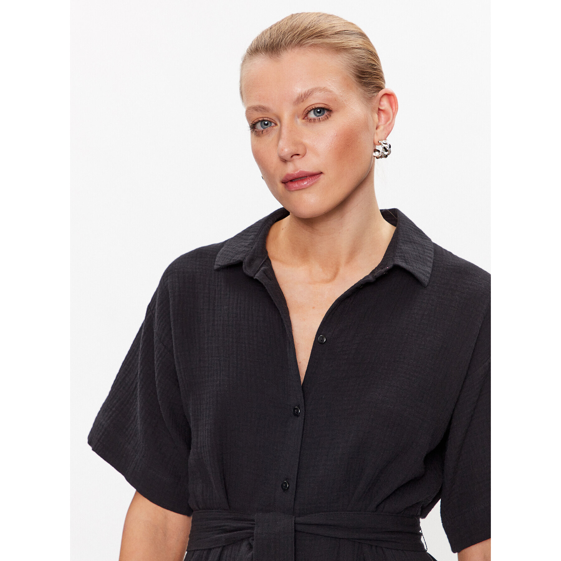 Vero Moda Rochie tip cămașă Natali 10283129 Negru Regular Fit - Pled.ro