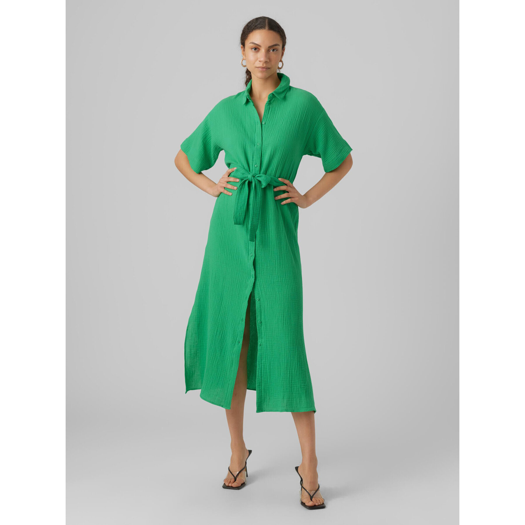 Vero Moda Rochie tip cămașă Natali 10283129 Verde Regular Fit - Pled.ro