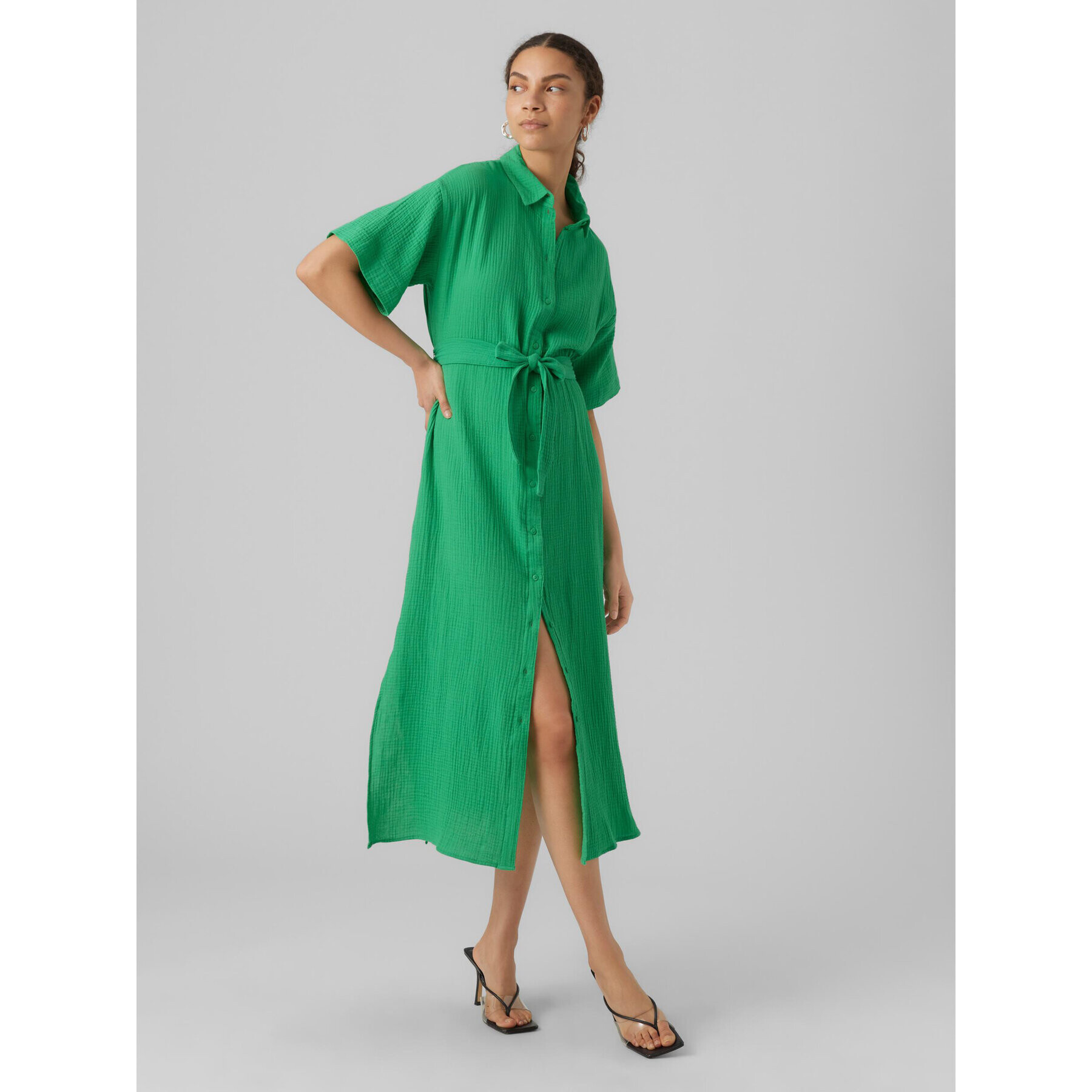 Vero Moda Rochie tip cămașă Natali 10283129 Verde Regular Fit - Pled.ro