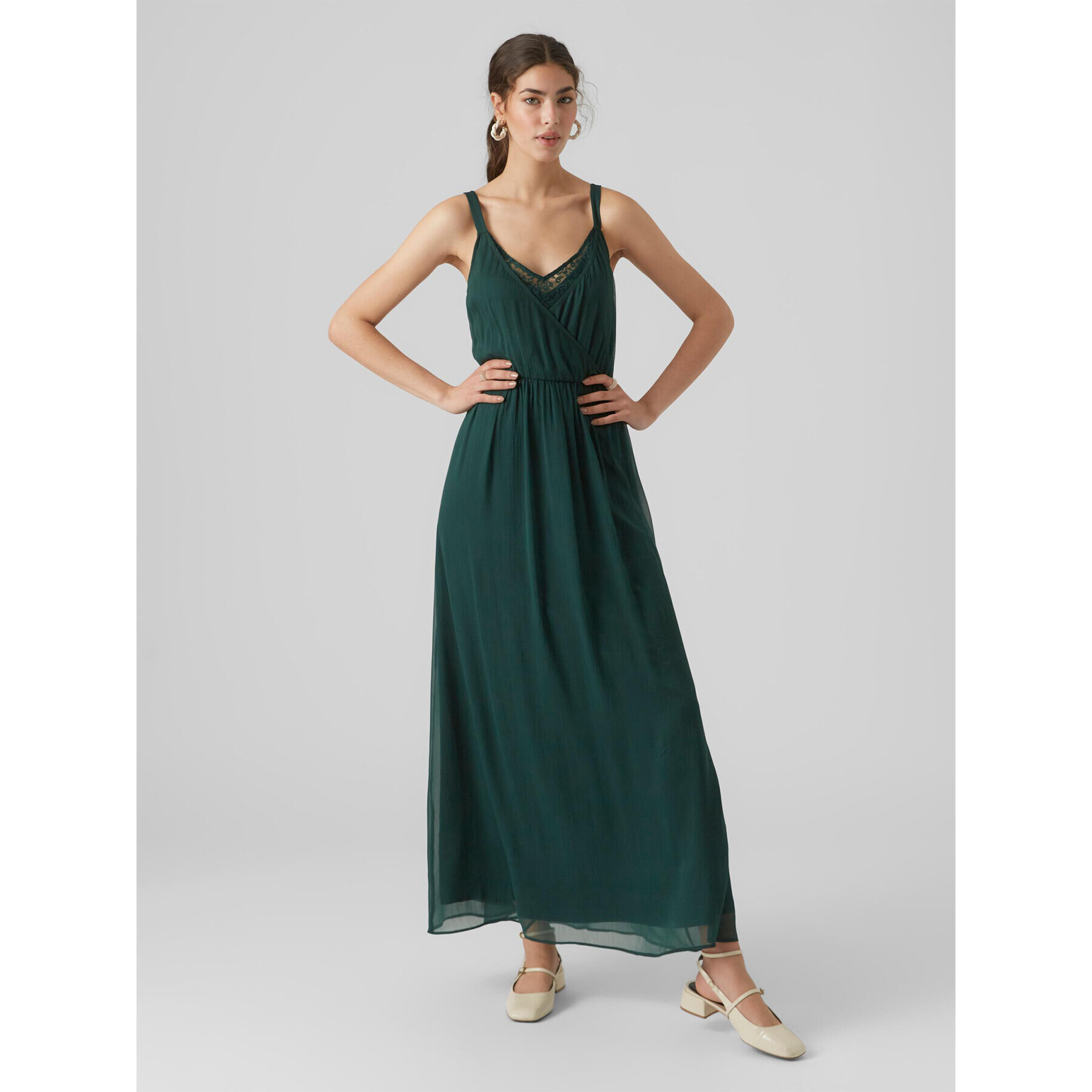 Vero Moda Rochie de vară Olivia 10298558 Verde Regular Fit - Pled.ro