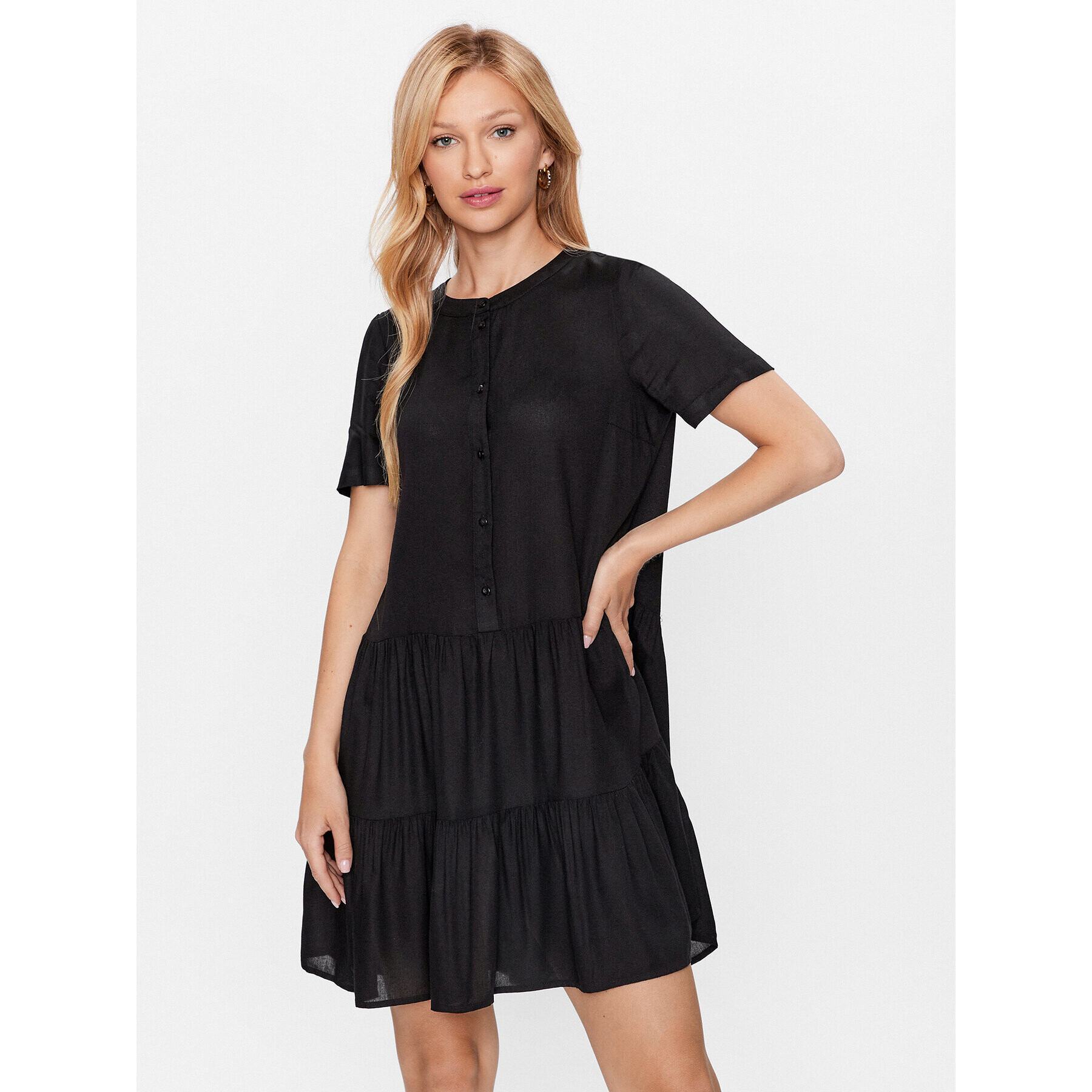 Vero Moda Rochie de zi Bumpy 10286520 Negru Regular Fit - Pled.ro