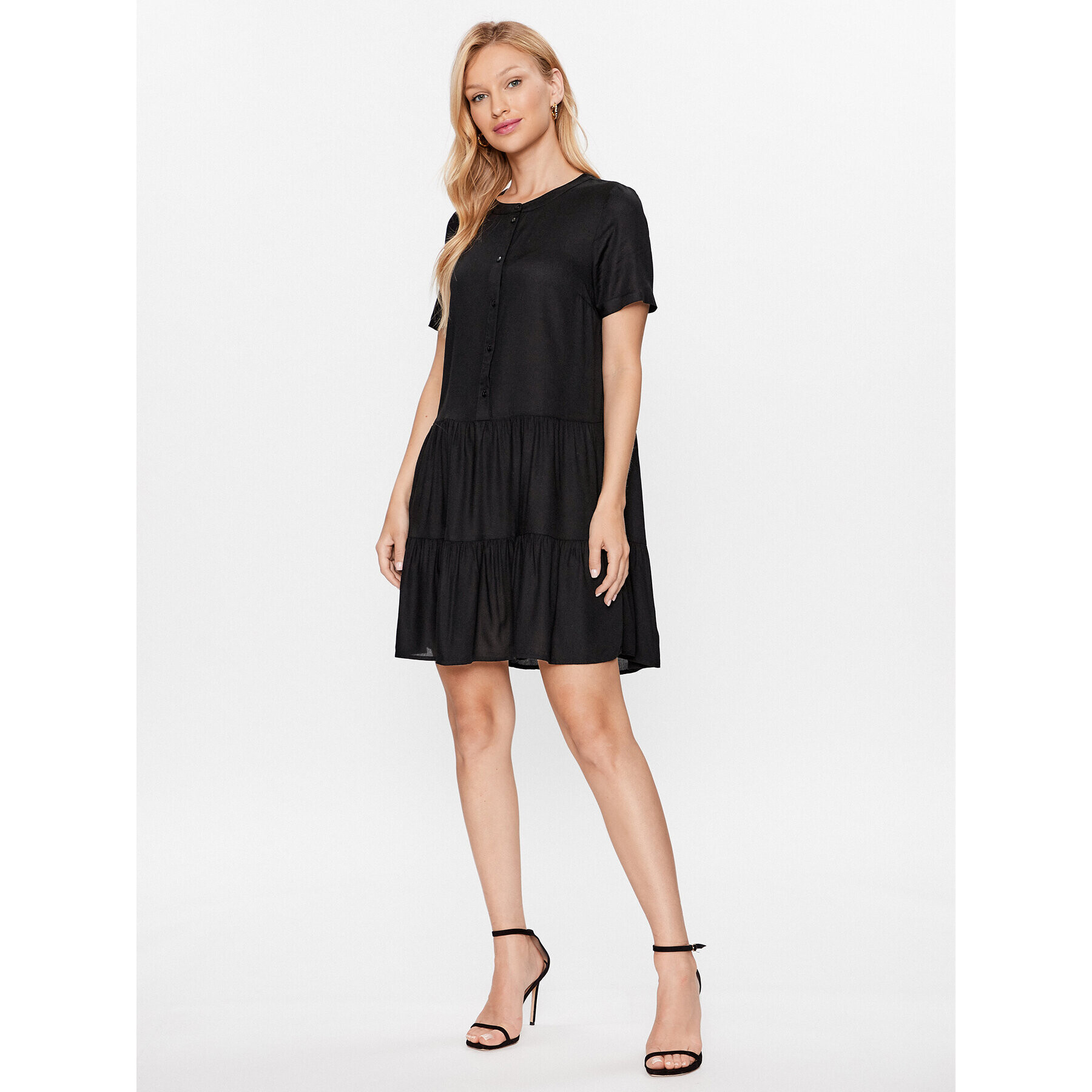 Vero Moda Rochie de zi Bumpy 10286520 Negru Regular Fit - Pled.ro