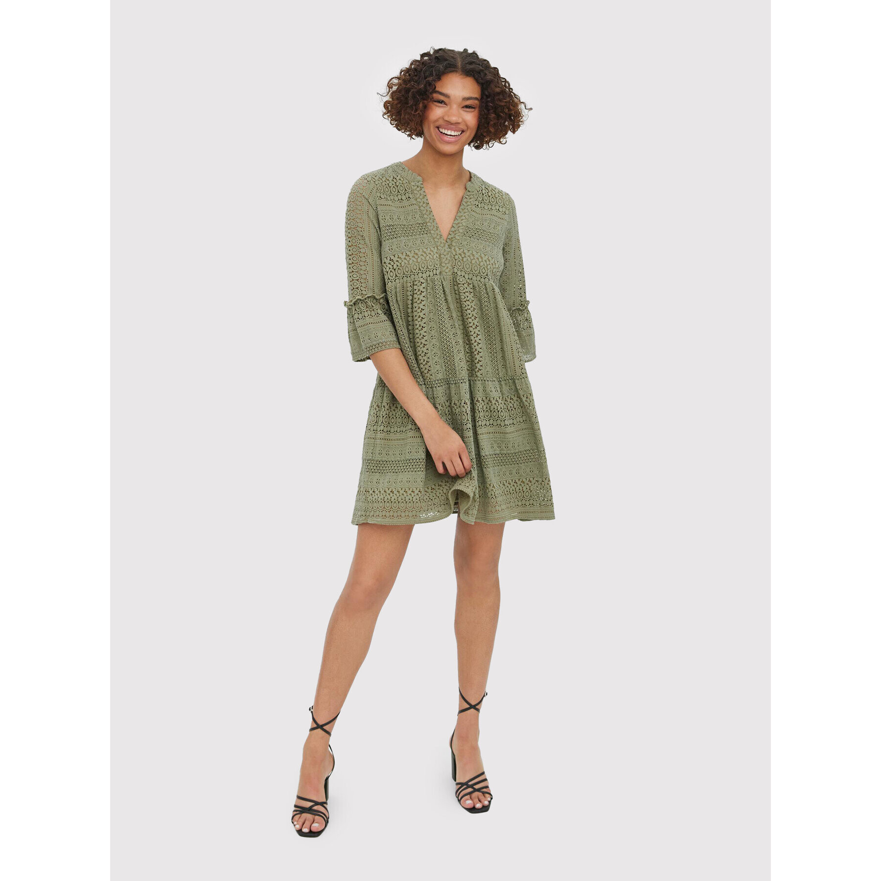 Vero Moda Rochie de zi Honey 10272501 Verde Regular Fit - Pled.ro