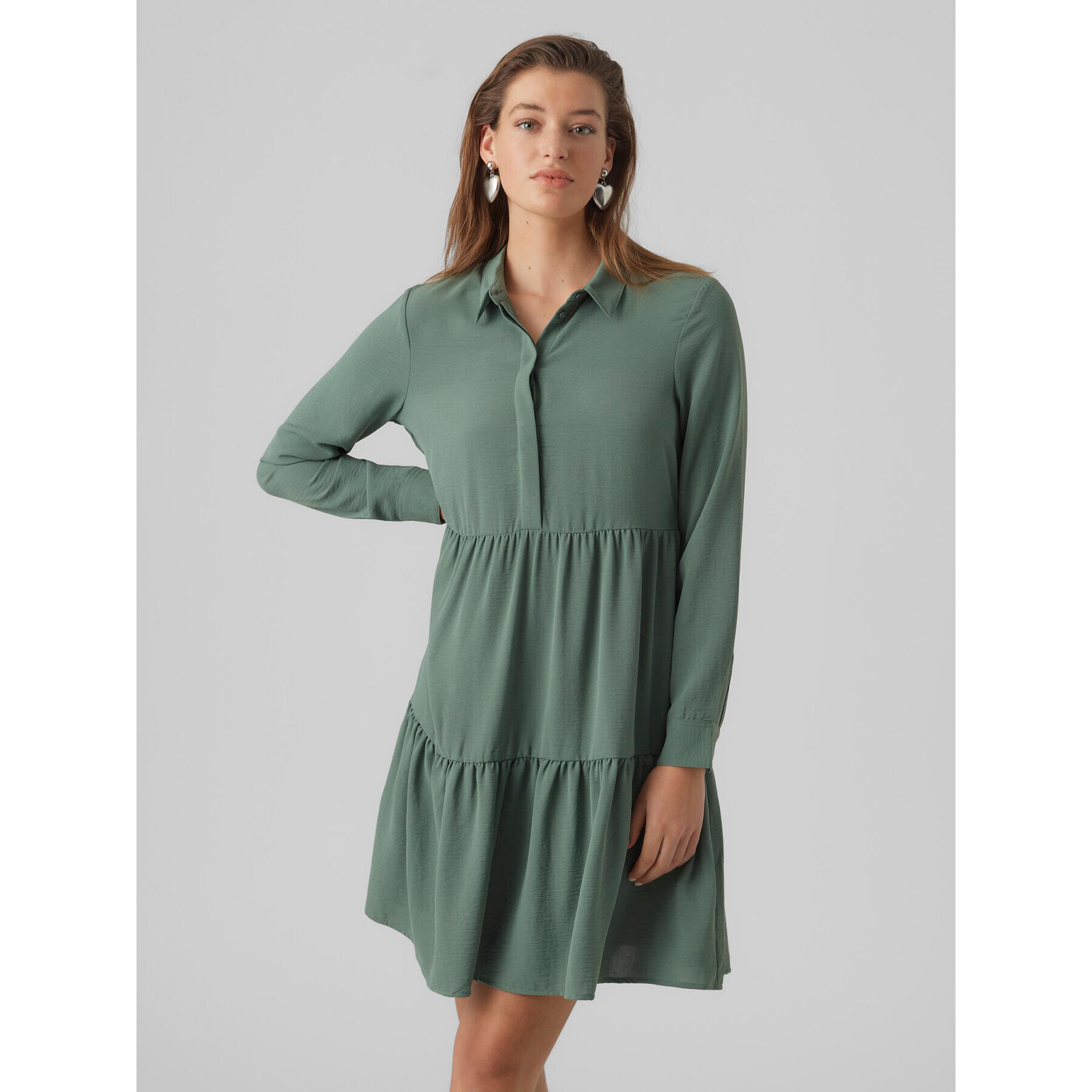 Vero Moda Rochie de zi Inge 10293730 Verde Regular Fit - Pled.ro