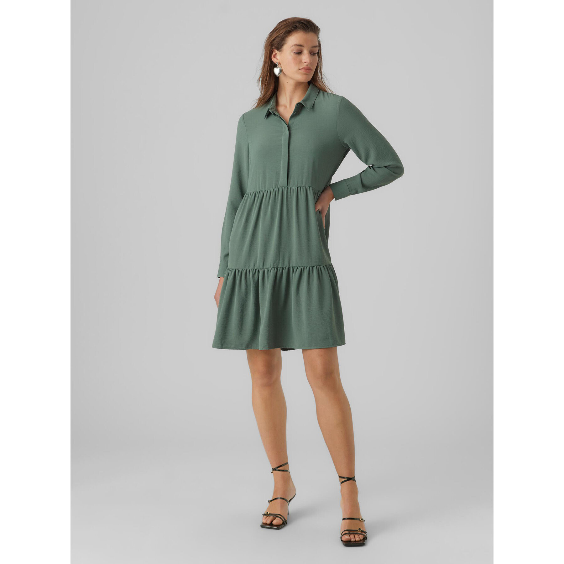 Vero Moda Rochie de zi Inge 10293730 Verde Regular Fit - Pled.ro