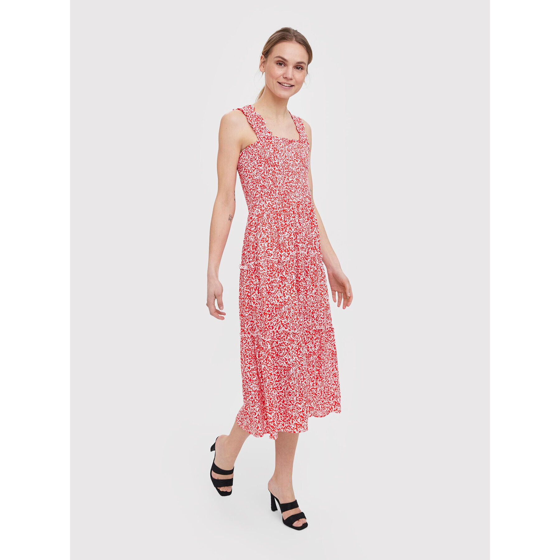 Vero Moda Rochie de vară Jenny 10260715 Roșu Regular Fit - Pled.ro