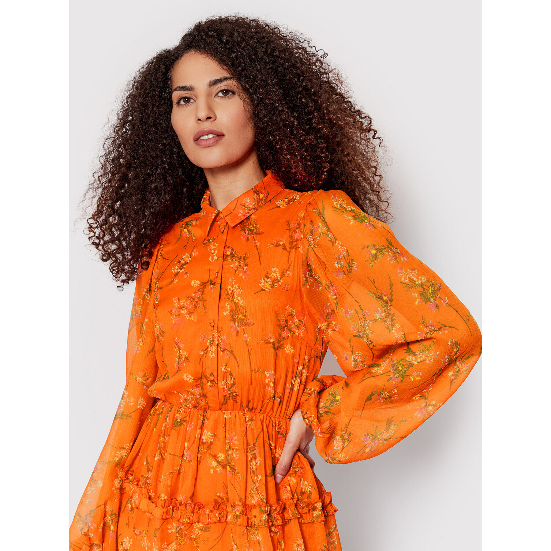 Vero Moda Rochie tip cămașă Kaya 10267353 Portocaliu Regular Fit - Pled.ro