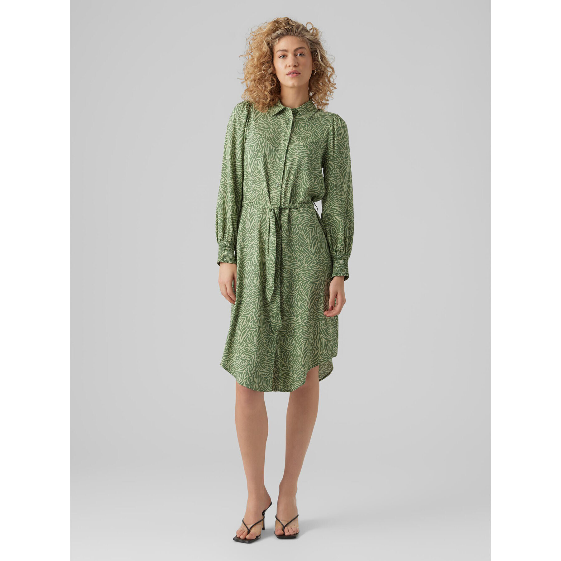 Vero Moda Rochie tip cămașă Sara 10282451 Verde Regular Fit - Pled.ro