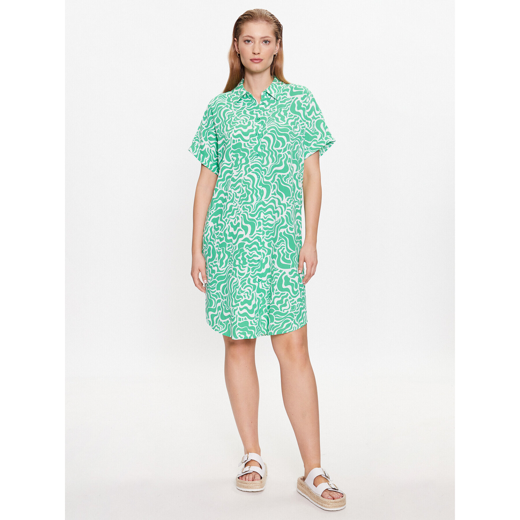 Vero Moda Rochie tip cămașă Frida 10288283 Verde Loose Fit - Pled.ro