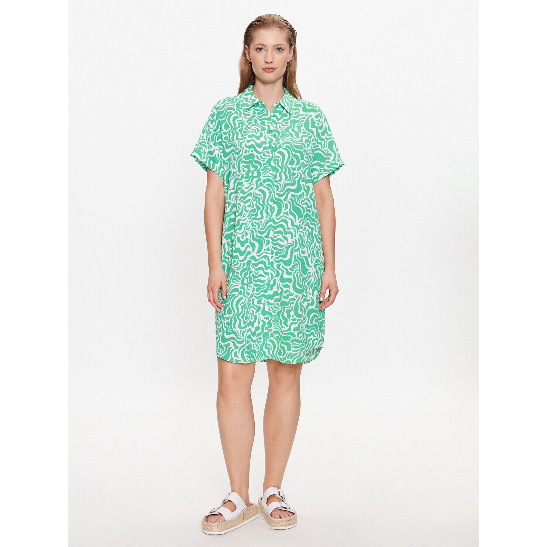 Vero Moda Rochie tip cămașă Frida 10288283 Verde Loose Fit - Pled.ro