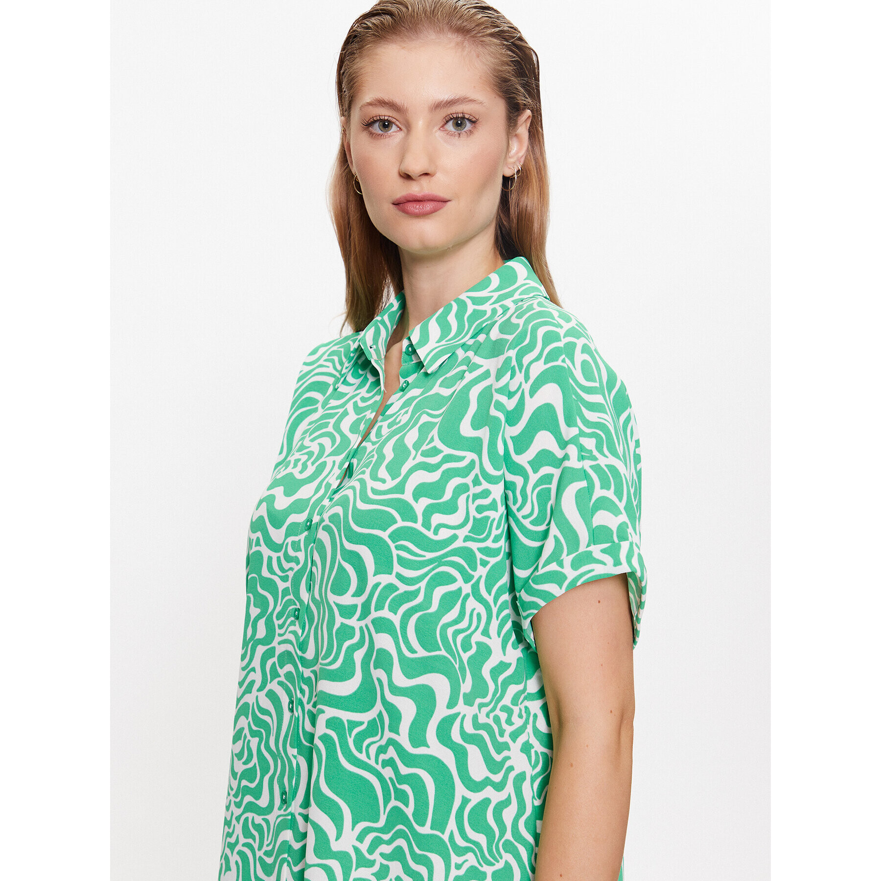 Vero Moda Rochie tip cămașă Frida 10288283 Verde Loose Fit - Pled.ro