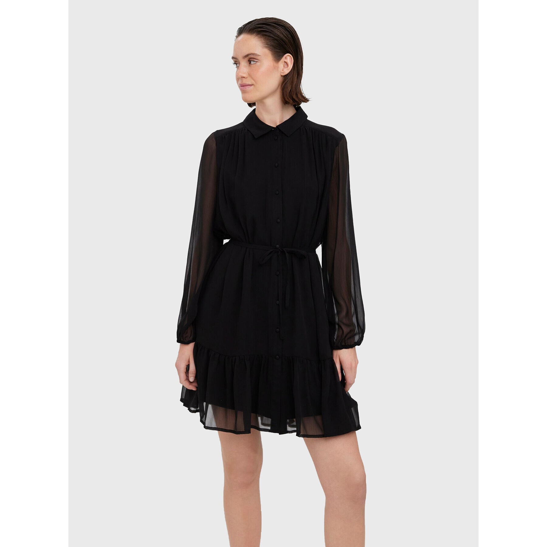 Vero Moda Rochie tip cămașă Kaya 10274181 Negru Regular Fit - Pled.ro